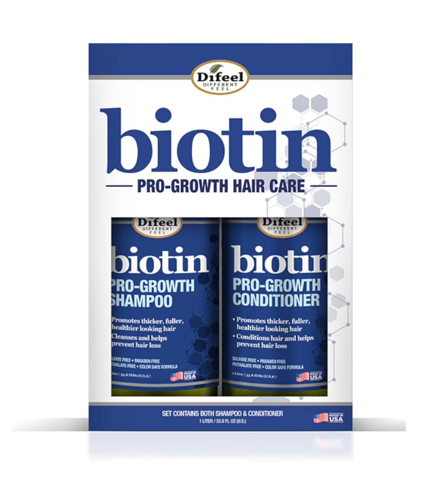 Difeel Pro-Growth Biotin Shampoo & Conditioner Set - 33.8oz Gift Set for Thinning Hair Sulfate Free Best for Hair Loss International Shipping Available - Buy Online on GoSupps.com