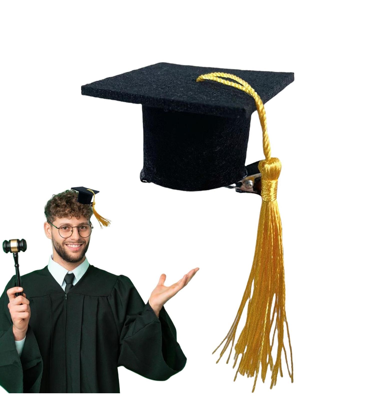 Gomice Graduation Hat Headband | Doctoral Hat Headband 3D Graduation Hat Hairpins Dress up Photo Decoration Supplies for Graduation Yellow - Buy Online on GoSupps.com