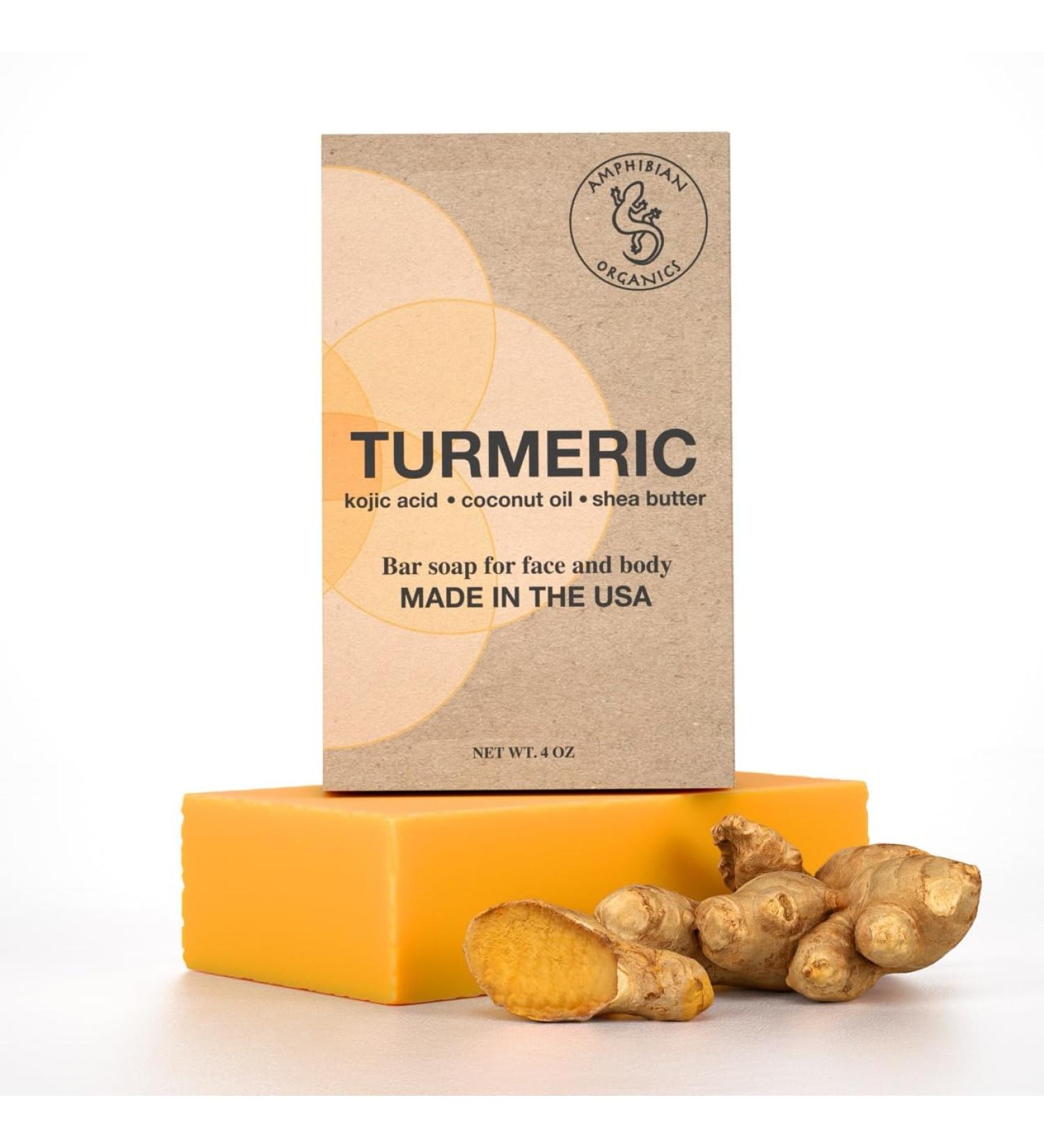 Turmeric Soap with Kojic Acid & Coconut Oil - Organic Vegan Soap for All Skin Types - Made in USA - Buy Online on GoSupps.com