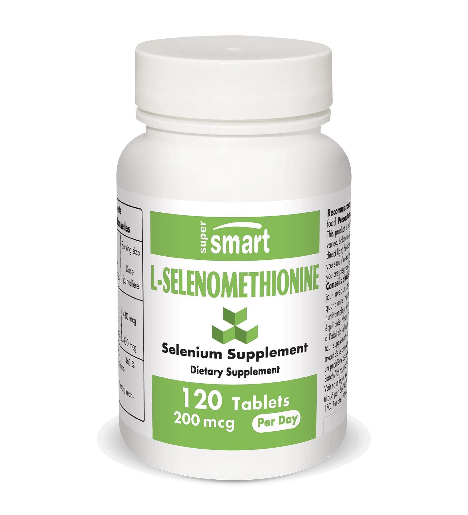 Supersmart L-Selenomethionine 200mcg - Potent Antioxidant for Immune Support - 120 Tablets | Non-GMO & Gluten Free - Buy Online on GoSupps.com