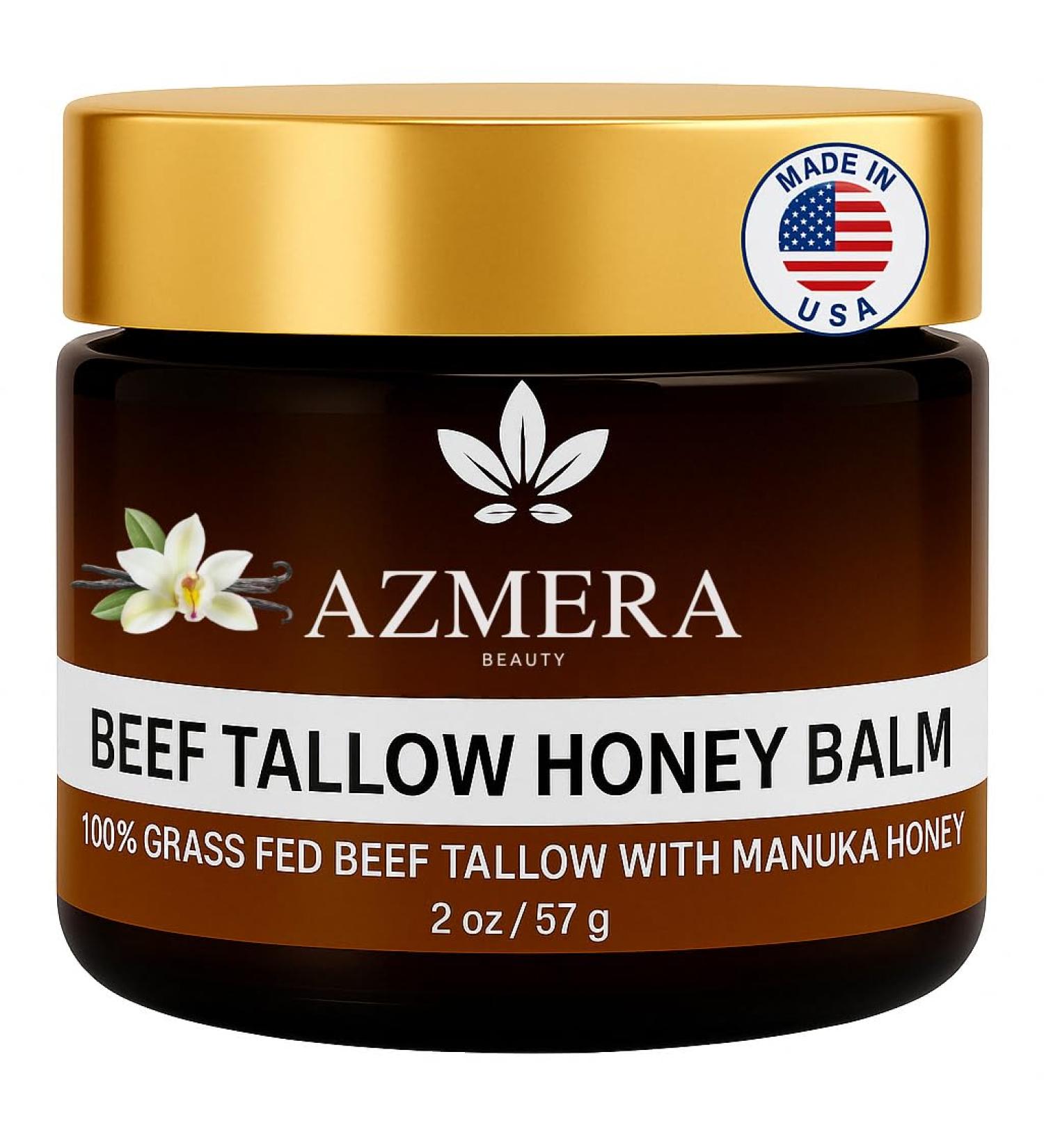 100% Grass-Fed Beef Tallow Balm Manuka Honey MGO263+ Organic Beeswax & Olive Oil Beef Tallow for skin Handmade Moisturizer for Dry Skin Eczema Relief & Healing Skin(2oz Vanilla) Vanilla 2 Ounce (Pack of 1) - Buy Online on GoSupps.com