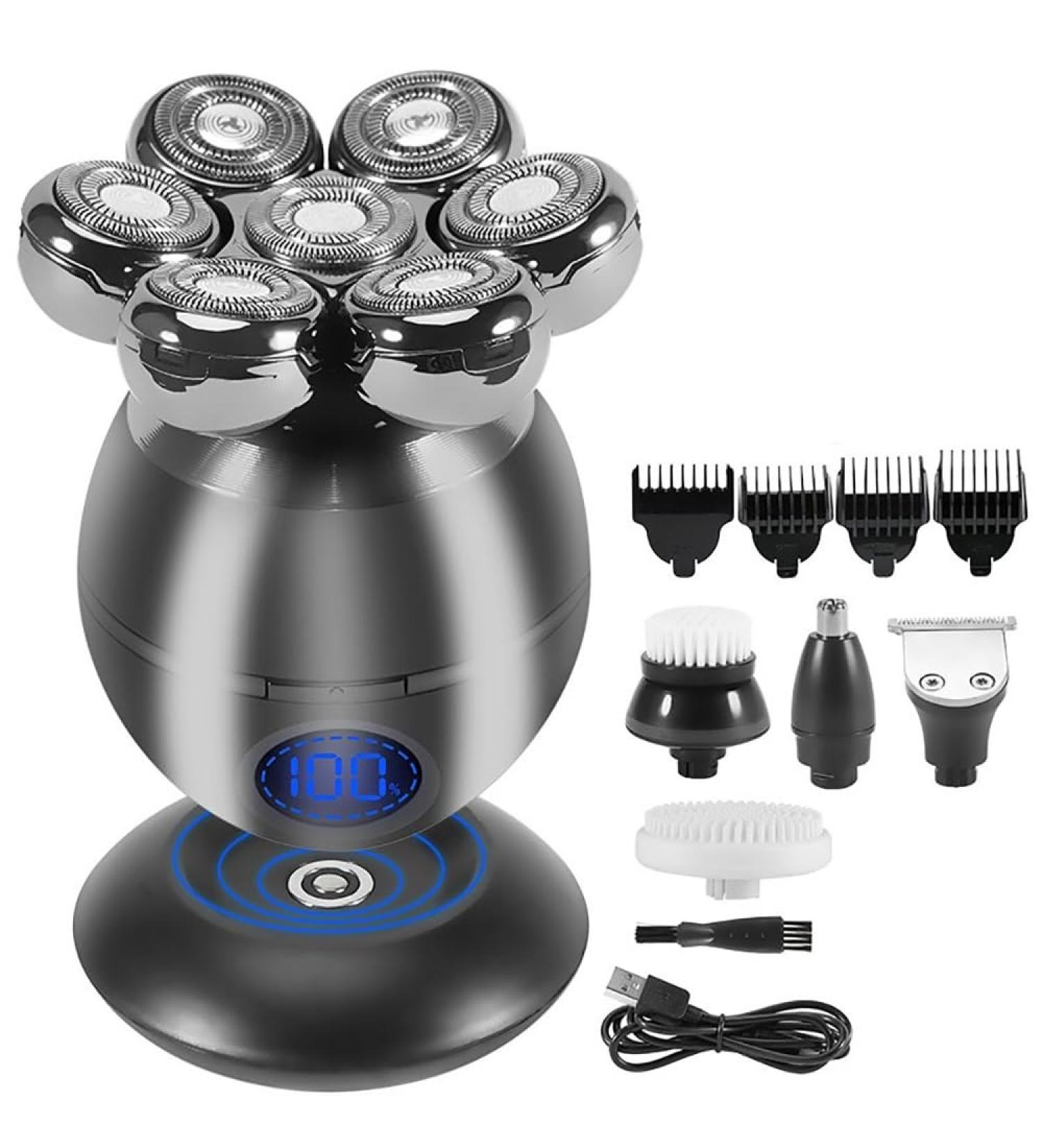 5 in 1 7D Rechargeable Head Shaver Kit for Bald Men - USB LED Electric Razor & Facial Trimmer - Buy Online on GoSupps.com