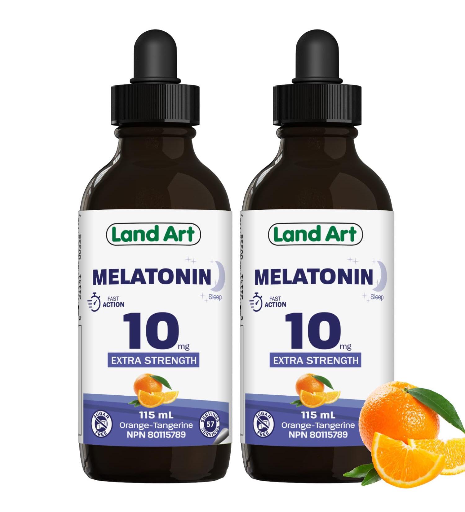 Melatonin 10mg - Fast Action - Sugar Free - Sleep Aid - Liquid - Maximum Absorption - Great Taste - Vegan - Gluten Free - Made in Canada - 2 Pack - (2x115ml) - Buy Online on GoSupps.com