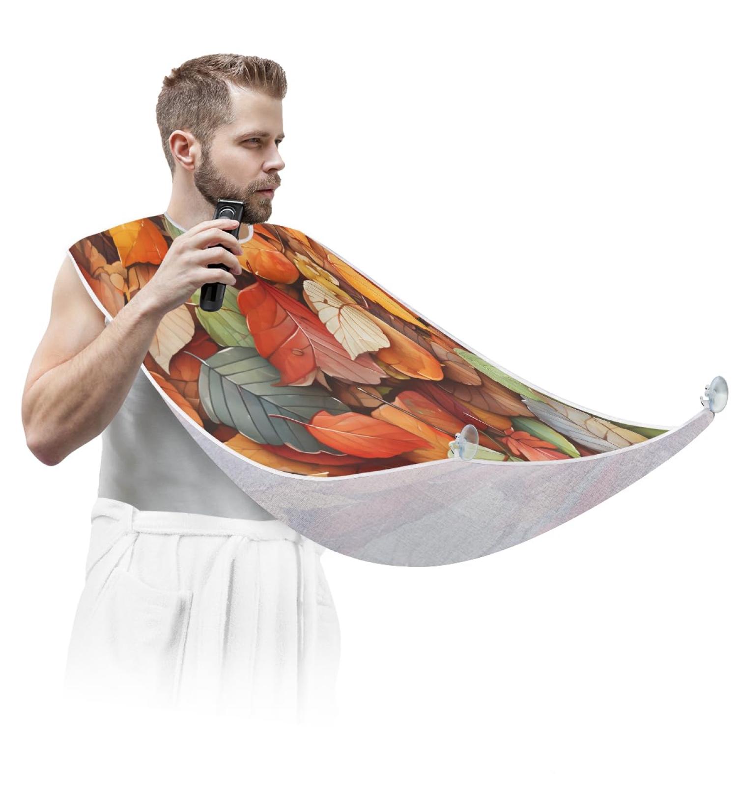 Autumn Leaves Beard Bib Apron | Men's Beard Hair Catcher | Perfect Gifts for Dad Husband - Fathers Day Anniversaries & Christmas - Buy Online on GoSupps.com