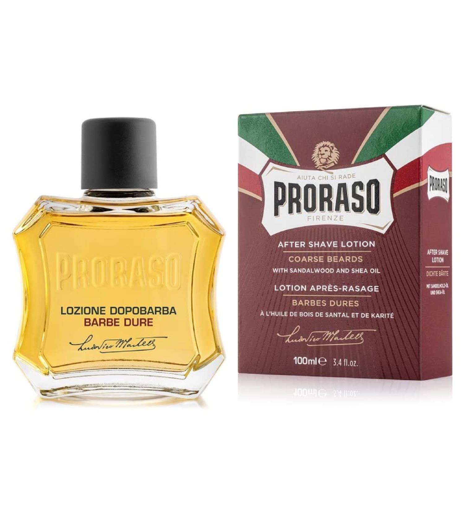 Proraso After Shave Lotion with Sandalwood Oil and Shea Butter - Moisturizing, Nourishing for Coarse Beards - 3.4 Fl Oz - Buy Online on GoSupps.com