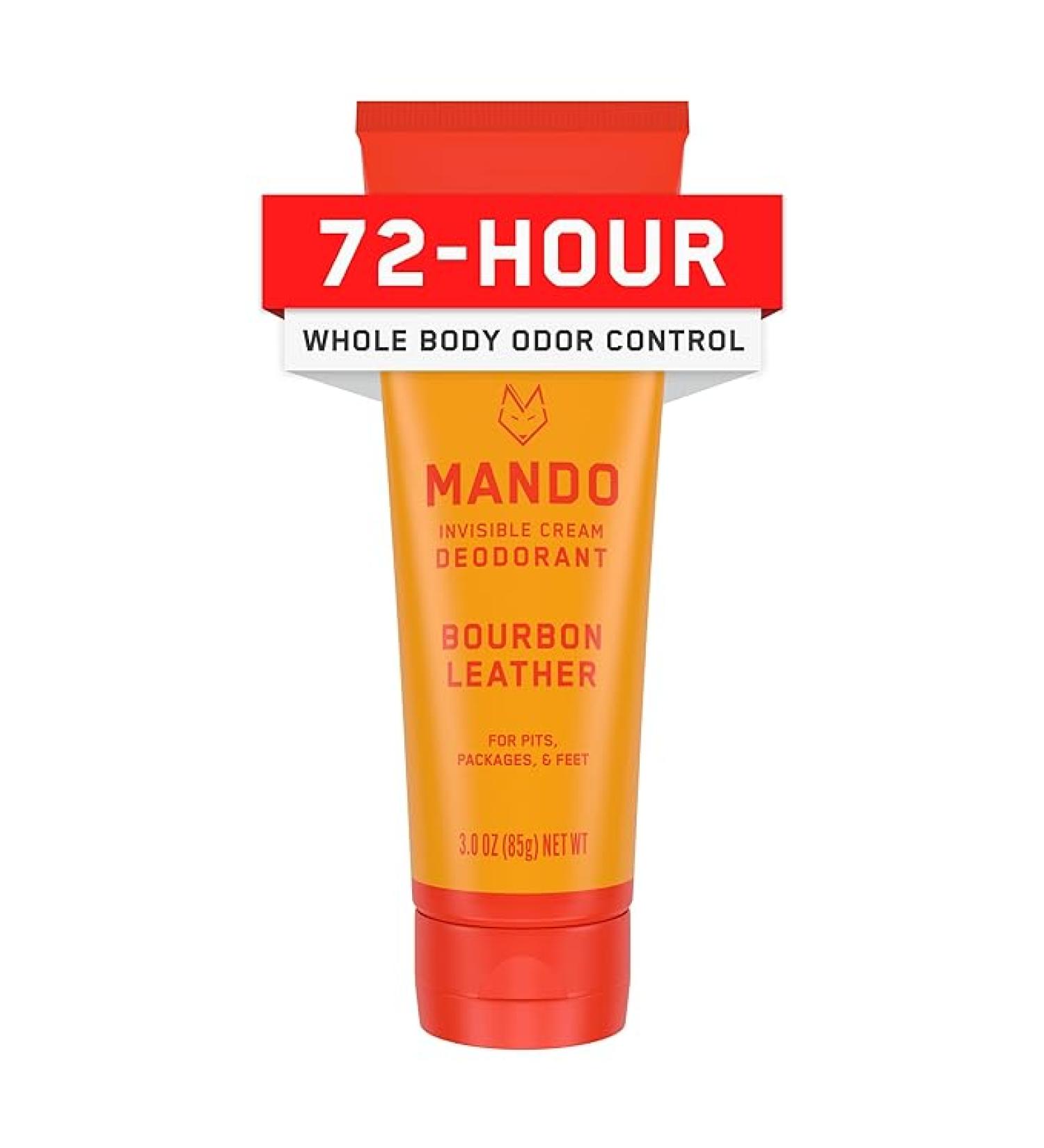 Mando Men's Whole Body Deodorant - Invisible Cream - 72 Hour Odor Control - Aluminum-Free  Baking Soda-Free - Skin Safe - 3oz Tube (Bourbon Leather) - Buy Online on GoSupps.com