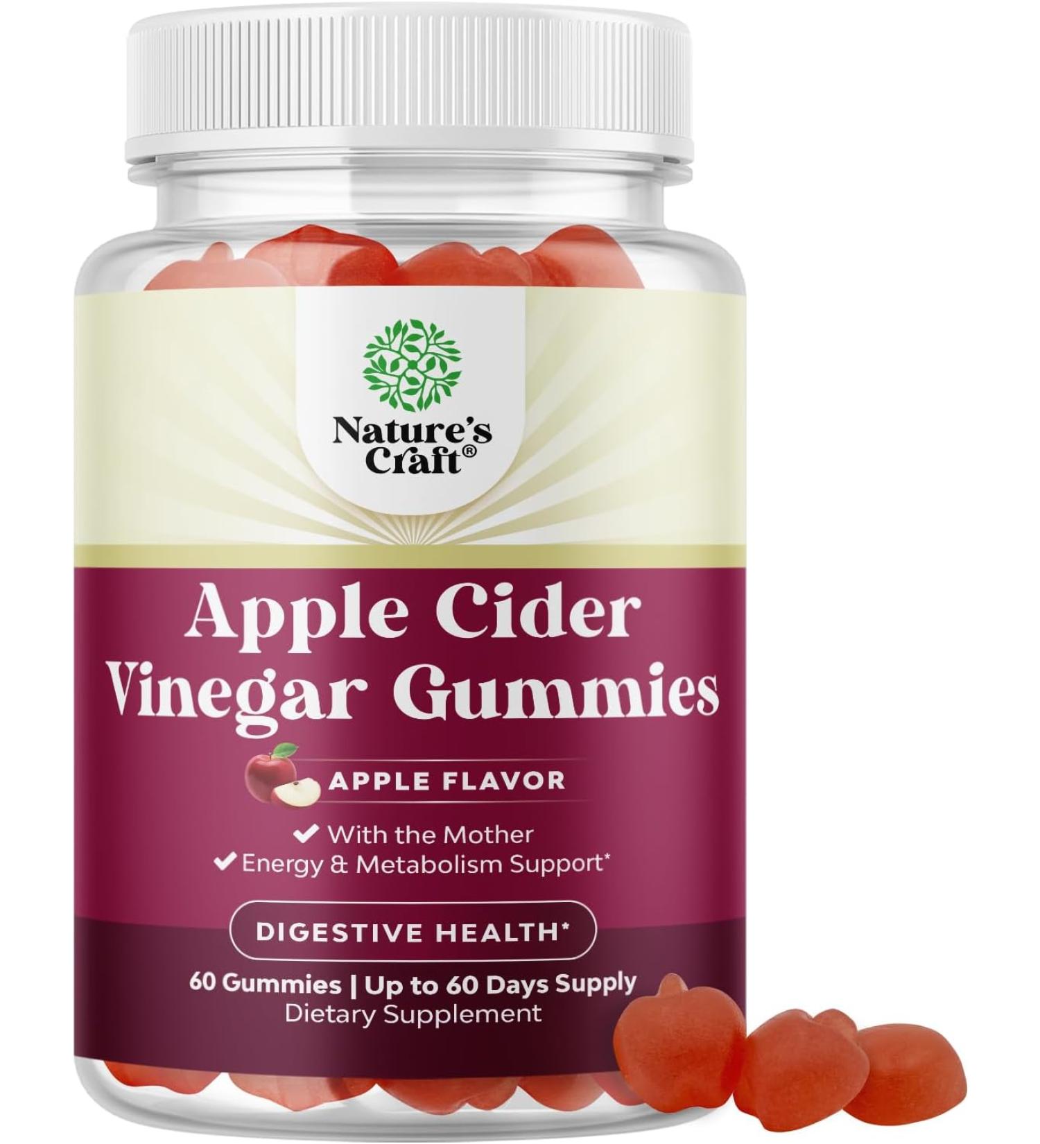 ACV Apple Cider Vinegar Gummies - Natural Energy Supplement ACV Gummy with Mother B12 Vitamin, B6 & Pomegranate for Body Cleanse Immune Support and Gut Health - Apple Cider Vinegar with The Mother - Buy Online on GoSupps.com