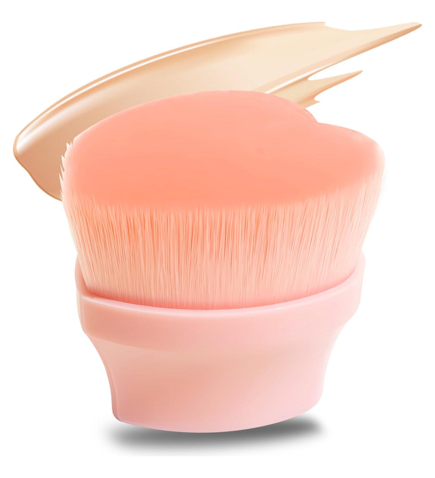 Flat Top Kabuki Foundation Makeup Brush - Pink Heart Shape Face Blush Brush for Flawless Application | International Shipping - Buy Online on GoSupps.com