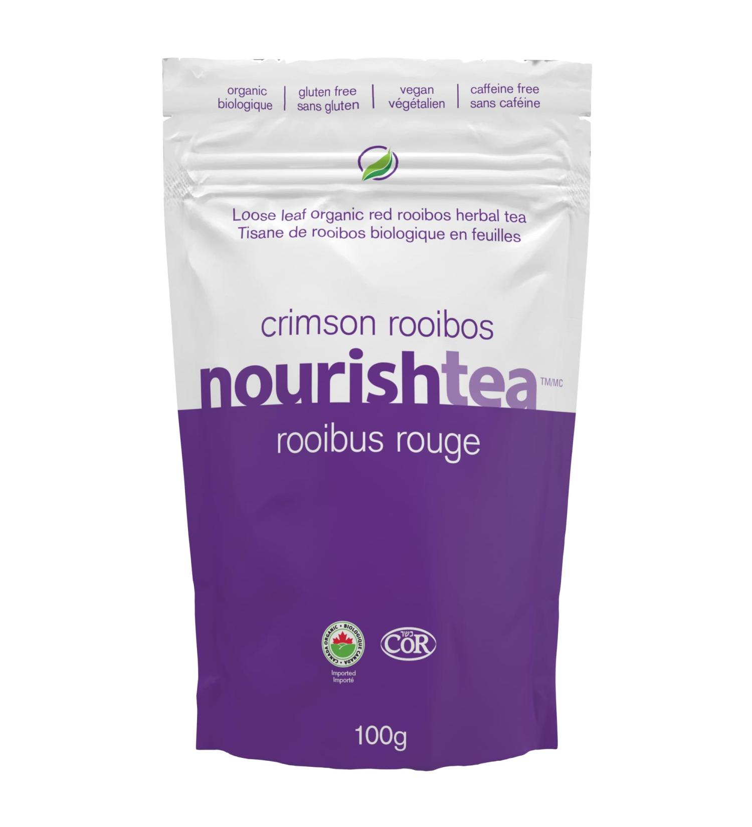 nourishtea - crimson rooibos organic premium loose leaf tea caffeine-free anti-oxidants serene tranquility and purity 100g (pack of 1) - Buy Online on GoSupps.com