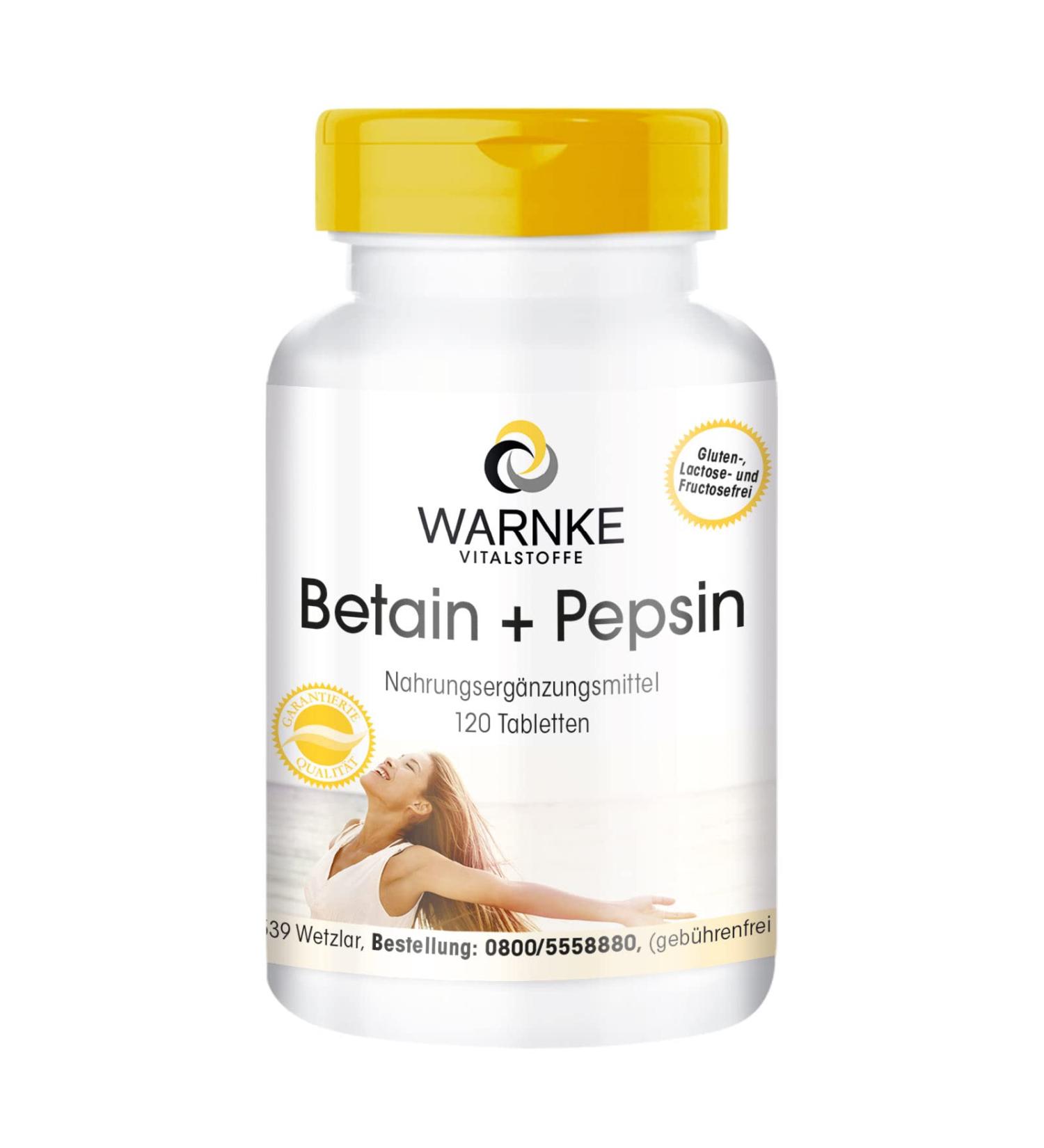 Betaine HCl + Pepsin - High Dose - 120 Tablets | Premium German Pharmacy Quality | Warnke Vitalstoffe - International Shipping - Buy Online on GoSupps.com