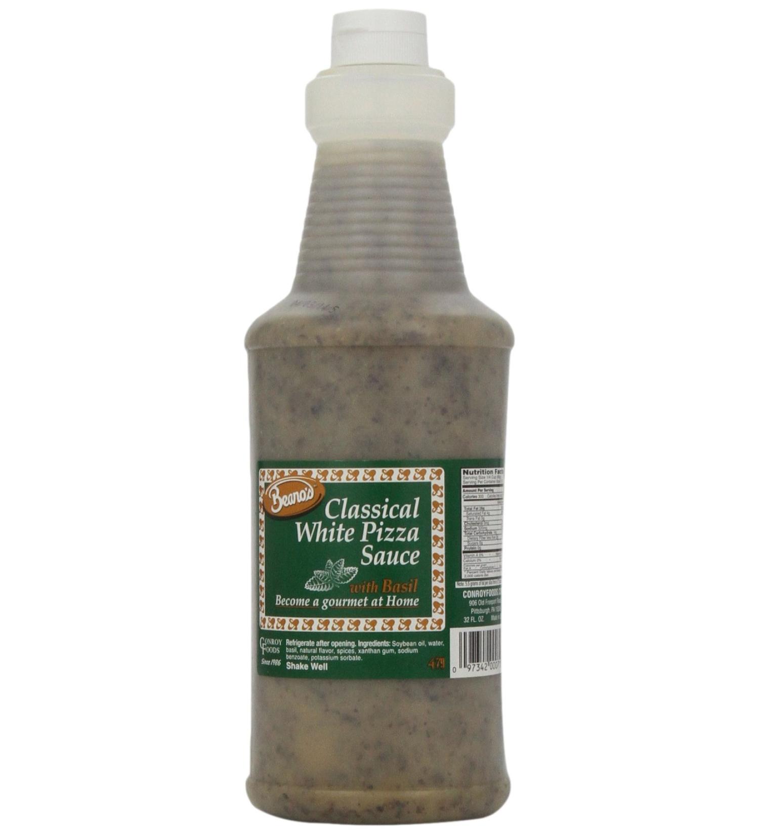 Beano's Classical White Pizza Sauce with Basil - 4 Pack of 32oz Bottles - Buy Online on GoSupps.com