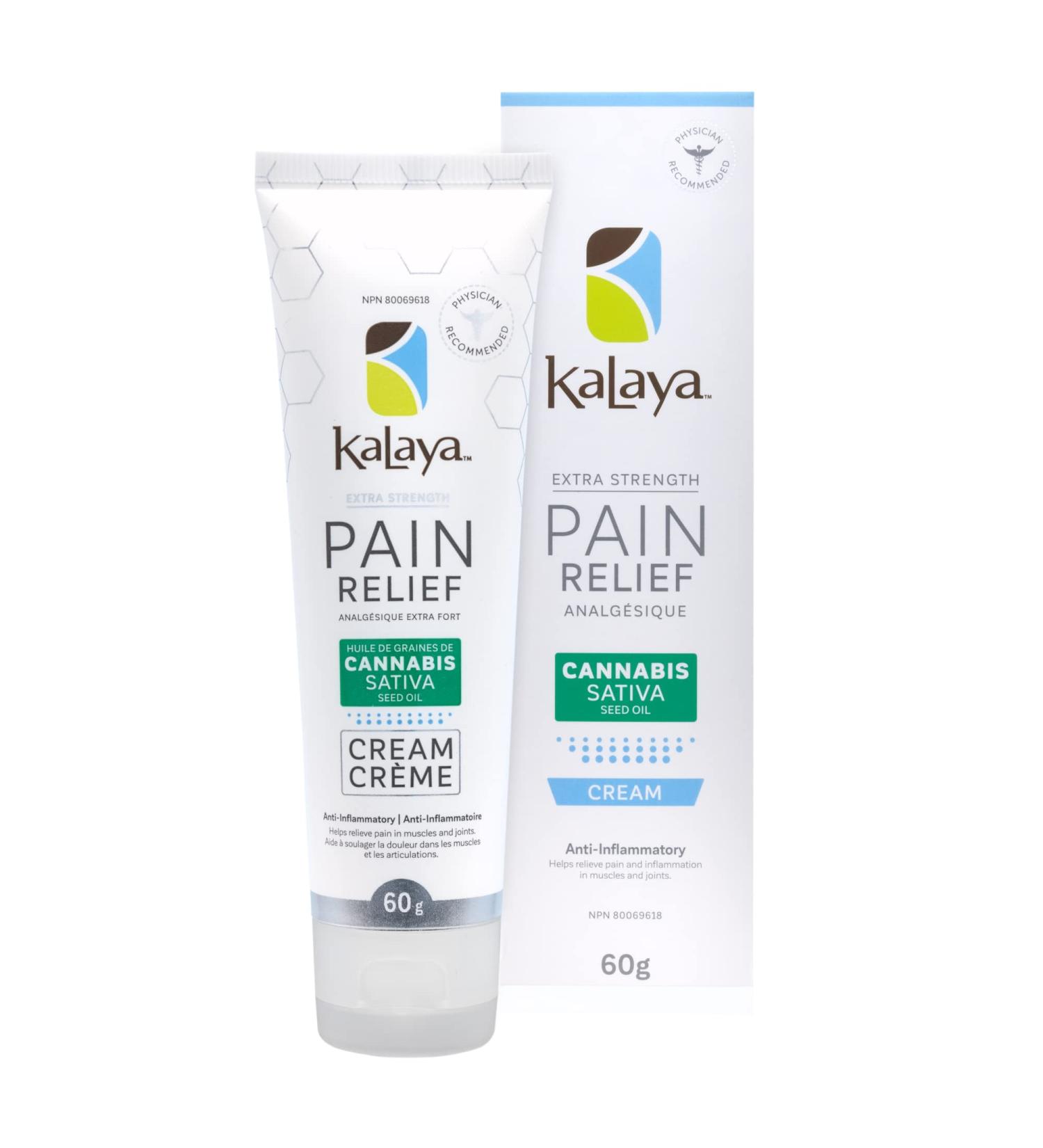 Kalaya Extra Strength Pain Relief Cream With Cannabis Sativa Seed Oil (60g Pack of 1) - Natural Active Pain Blocking & Anti inflammatory Ingredients Suitable for Arthritis Neck Shoulder Hand Knee Back Joint & Muscle Pain 60 g (Pack of 1) - Buy Online on GoSupps.com