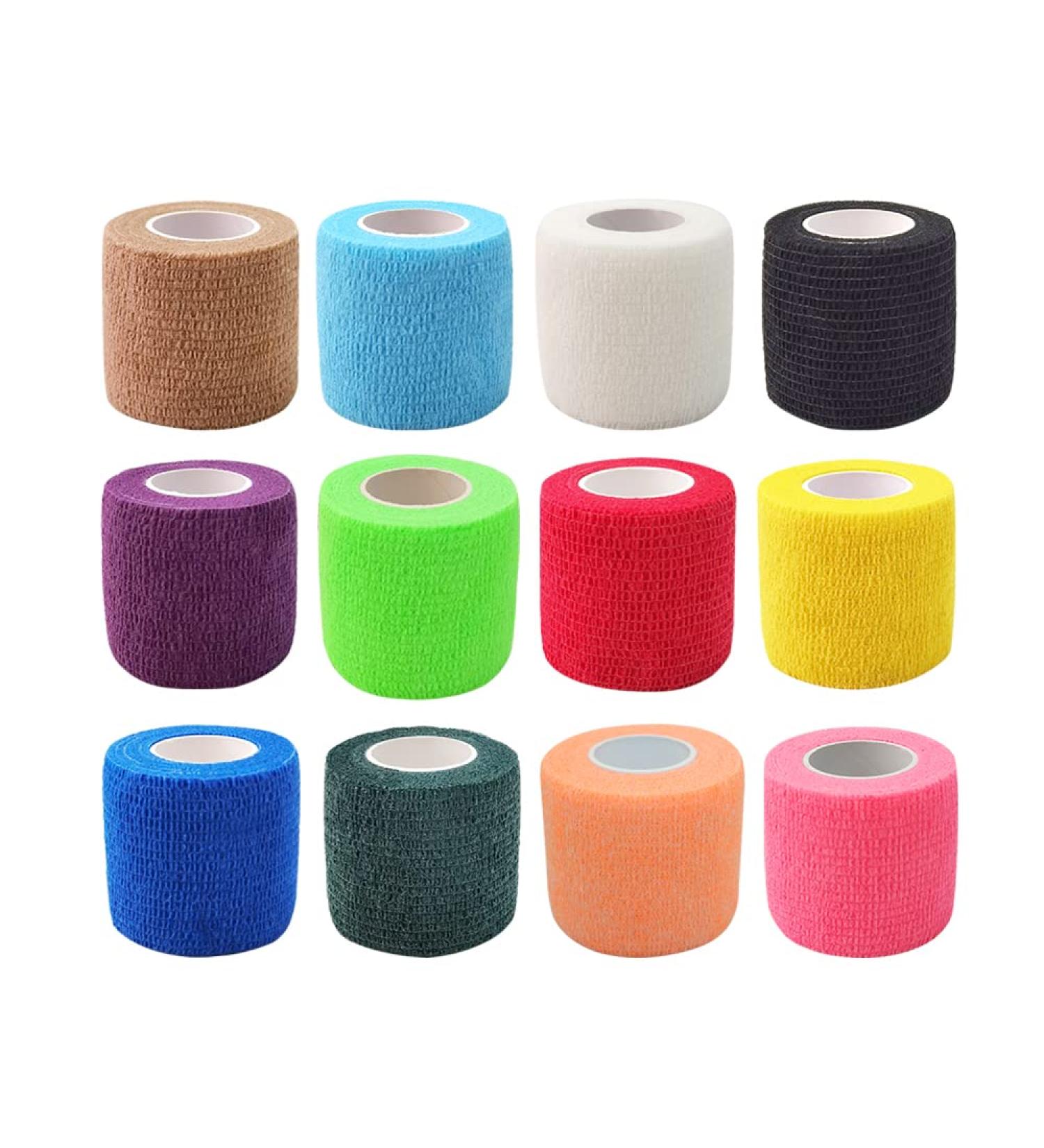 MINGYUE 2x5Yards Self Adhesive Bandage Wrap - 12 Pack Cohesive Athletic Tape for Wrist, Ankle & Vet Wrap in 12 Colors - Buy Online on GoSupps.com