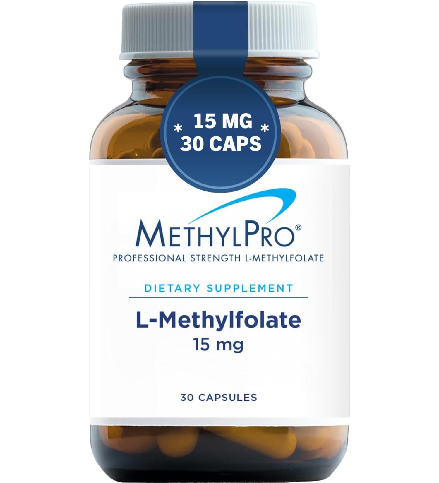 MethylPro 15mg L-Methylfolate (30 Capsules) - Professional Strength 5-MTHF Supplement for Mood & Homocysteine - Immune Support, Non-GMO & Gluten-Free - Buy Online on GoSupps.com