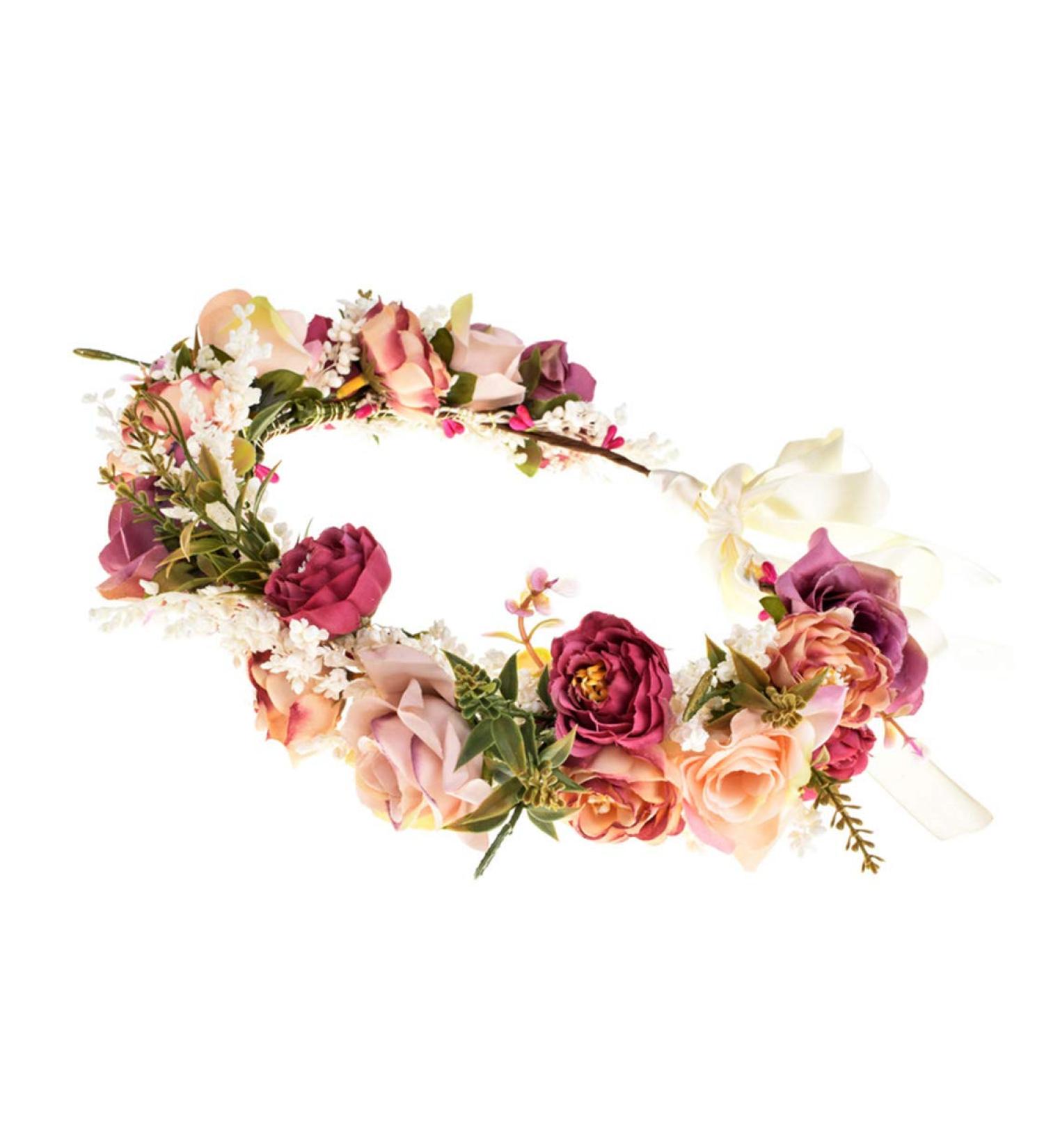 Women Rose Flower Headband | Floral Crown Garland for Wedding & Festivals | Photo Props in Multicolor - Buy Online on GoSupps.com