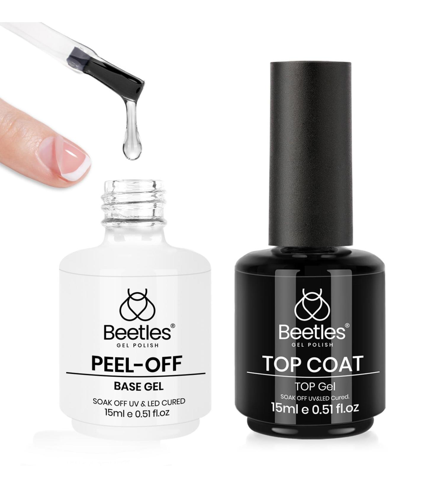 Beetles 2Pcs Top Coat & PEEL-OFF Base Gel Set 15ml Shine Finish Long Lasting Soak Off Nail Polish for DIY Manicure & Art | Ideal Gift - Buy Online on GoSupps.com