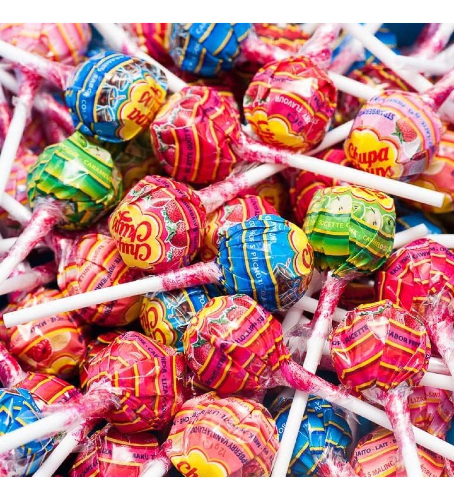 75 x Chupa Chups Lollipops (12g Each Standard size) Mixed Flavours Including Cola Apple Strawberry and Strawberry and Cream