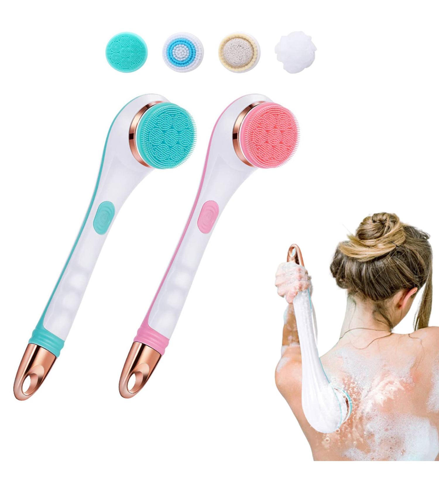 UDSMFU Electric Body Brush for Shower - 4-in-1 Rechargeable Silicone Back Scrubber & Exfoliator Set (Blue) - Buy Online on GoSupps.com