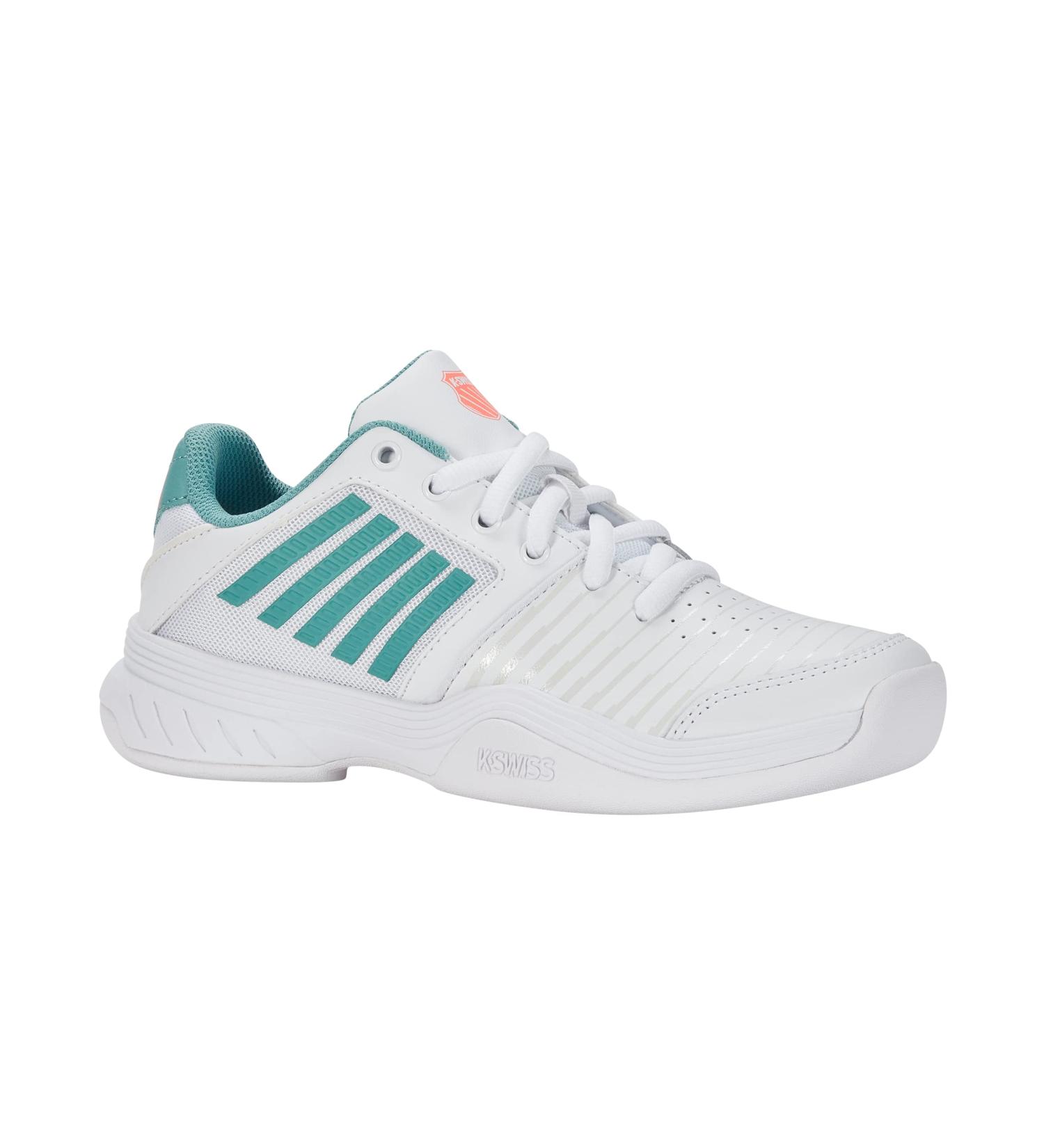 K-Swiss Girls COURT EXPRESS CARPET Tennis Shoes - 33 EU White Nile Blue Desert Flower | Performance Footwear for International Shipping - Buy Online on GoSupps.com
