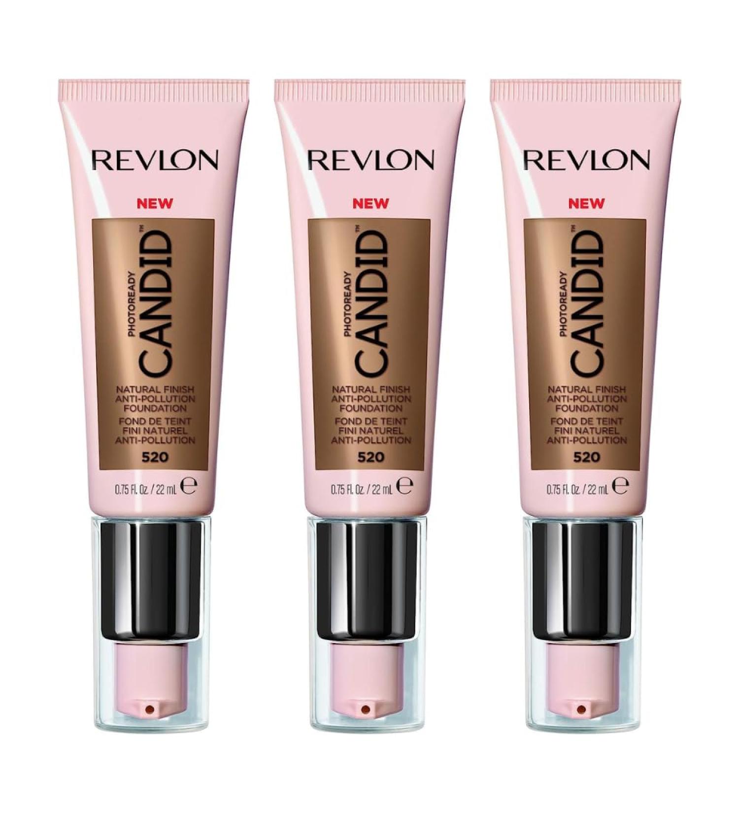 3 x Revlon Photoready Candid Natural Finish Foundation 22ml - 520 Cocoa