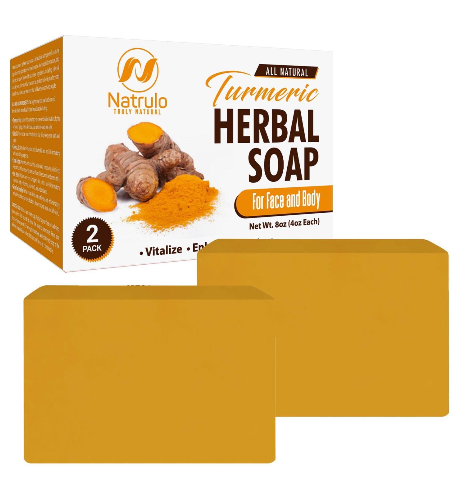 All-Natural Turmeric Soap Bar for Face & Body - Reduces Acne Brightens Scars - 4 oz Made in USA - 2 Pack - Buy Online on GoSupps.com