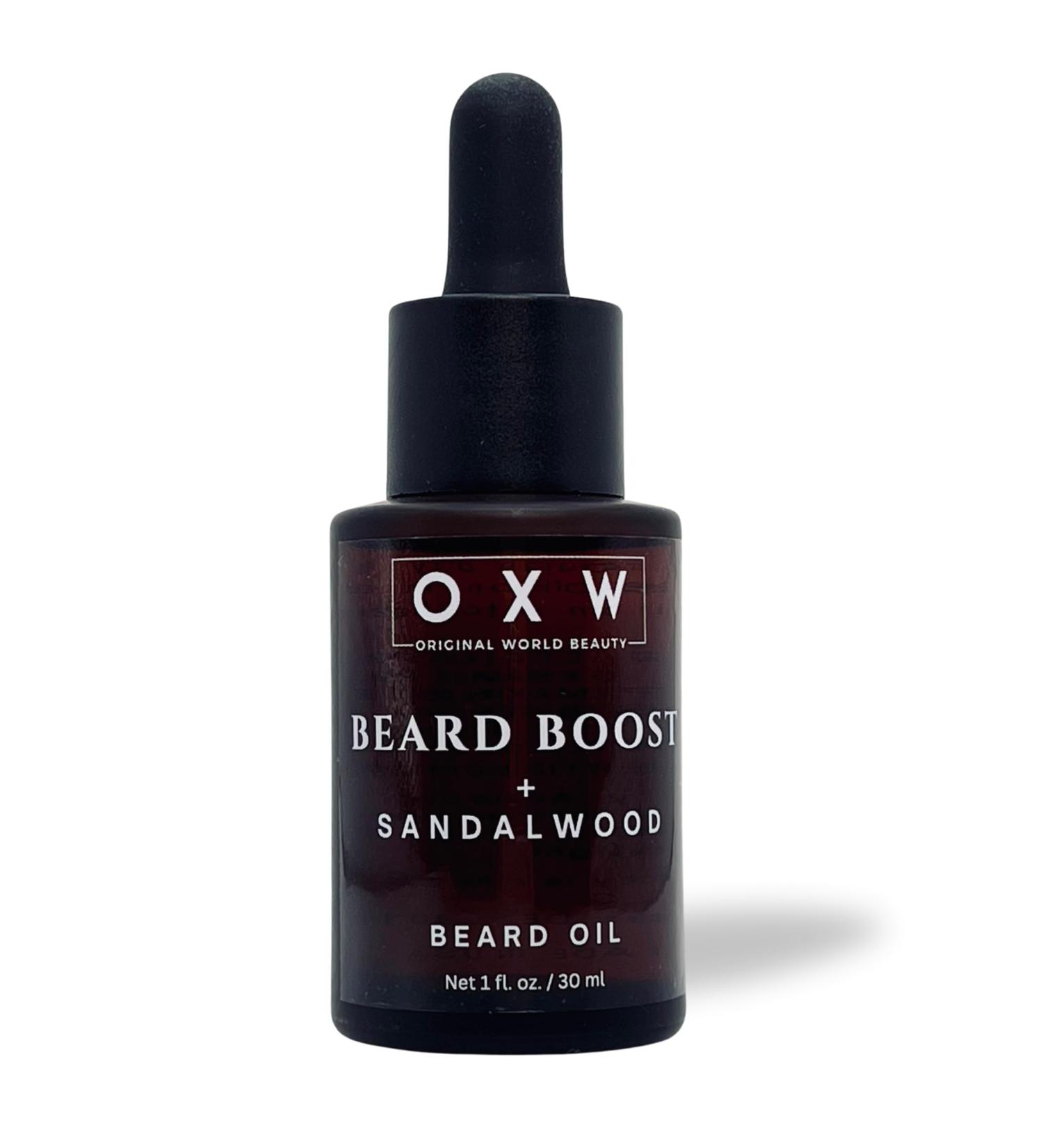 All Natural Beard Boost Oil for Men - Growth & Grooming with Castor Jojoba & Almond Oils | Sandalwood Scent - Buy Online on GoSupps.com