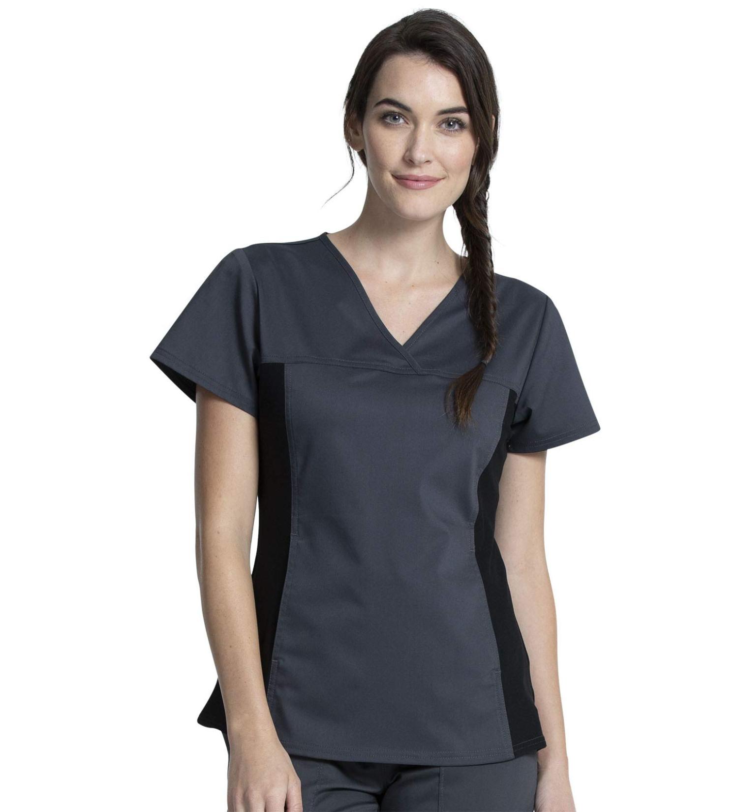 Women's Workwear Revolution V-Neck Scrubs | Soft Stretch Knit Sides | Medium Pewter - Buy Online on GoSupps.com