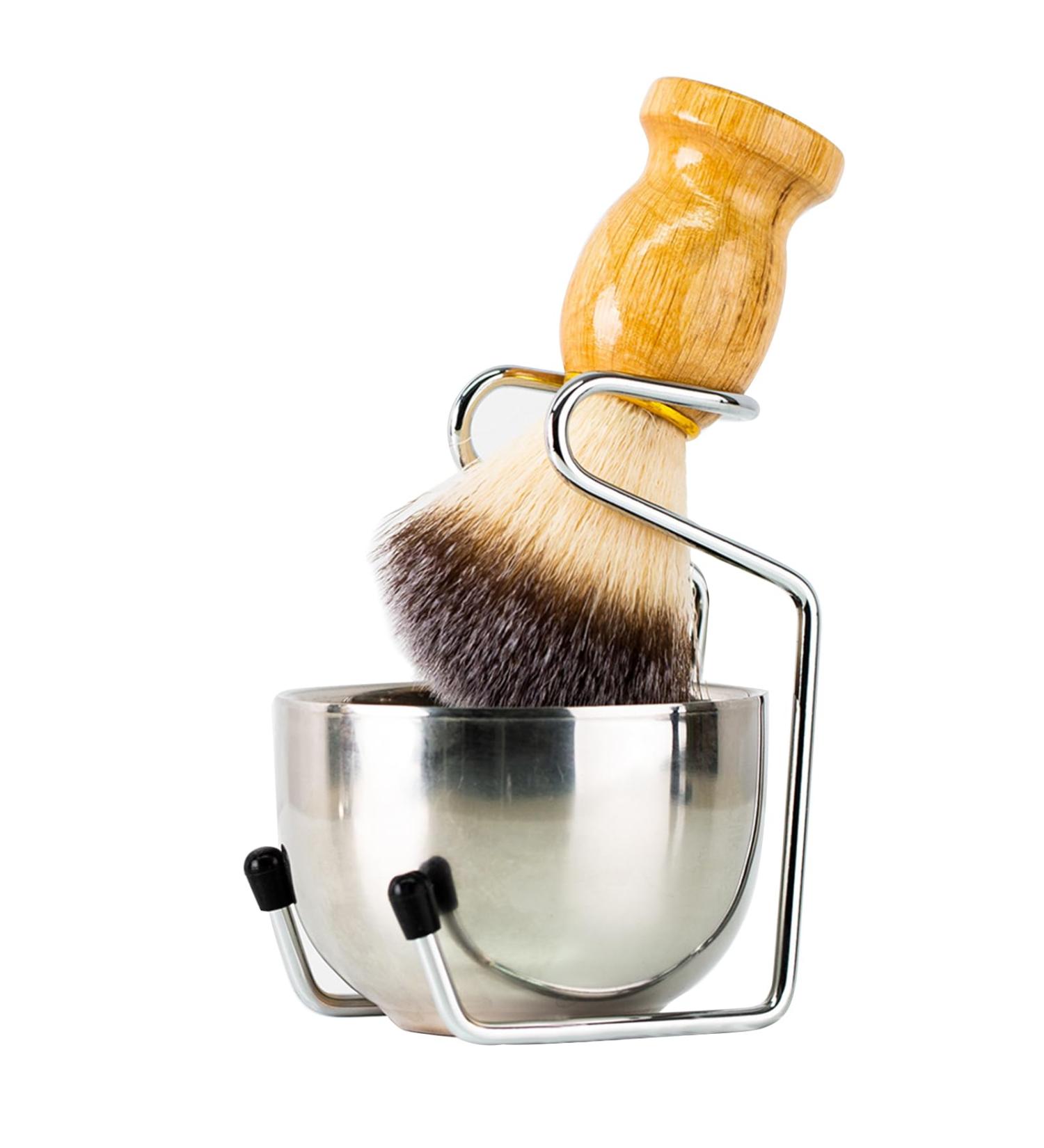 Layhou Metal Shaving Brush Stand & Bowl Set - Premium Razor Brush Holder & Soap Cup for Men - Best Barbershop Grooming Tools - Buy Online on GoSupps.com