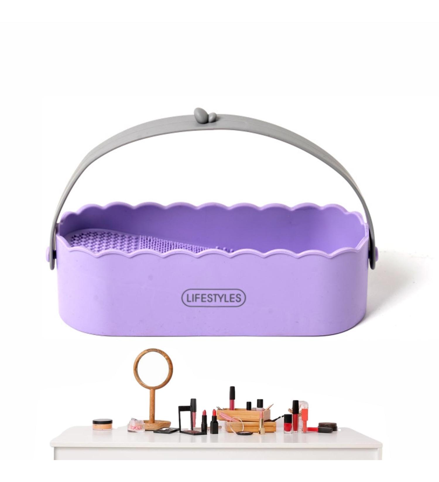 ALWIDA Makeup Brush Cleaner - 4 In 1 Makeup Brush Cleaning Rack | Painting Brush Organizer | Innovative Makeup Cleaning Bowl With Detachable Design | Multipurpose Brush Cleaning Mat Makeup Sponge Purple - Buy Online on GoSupps.com