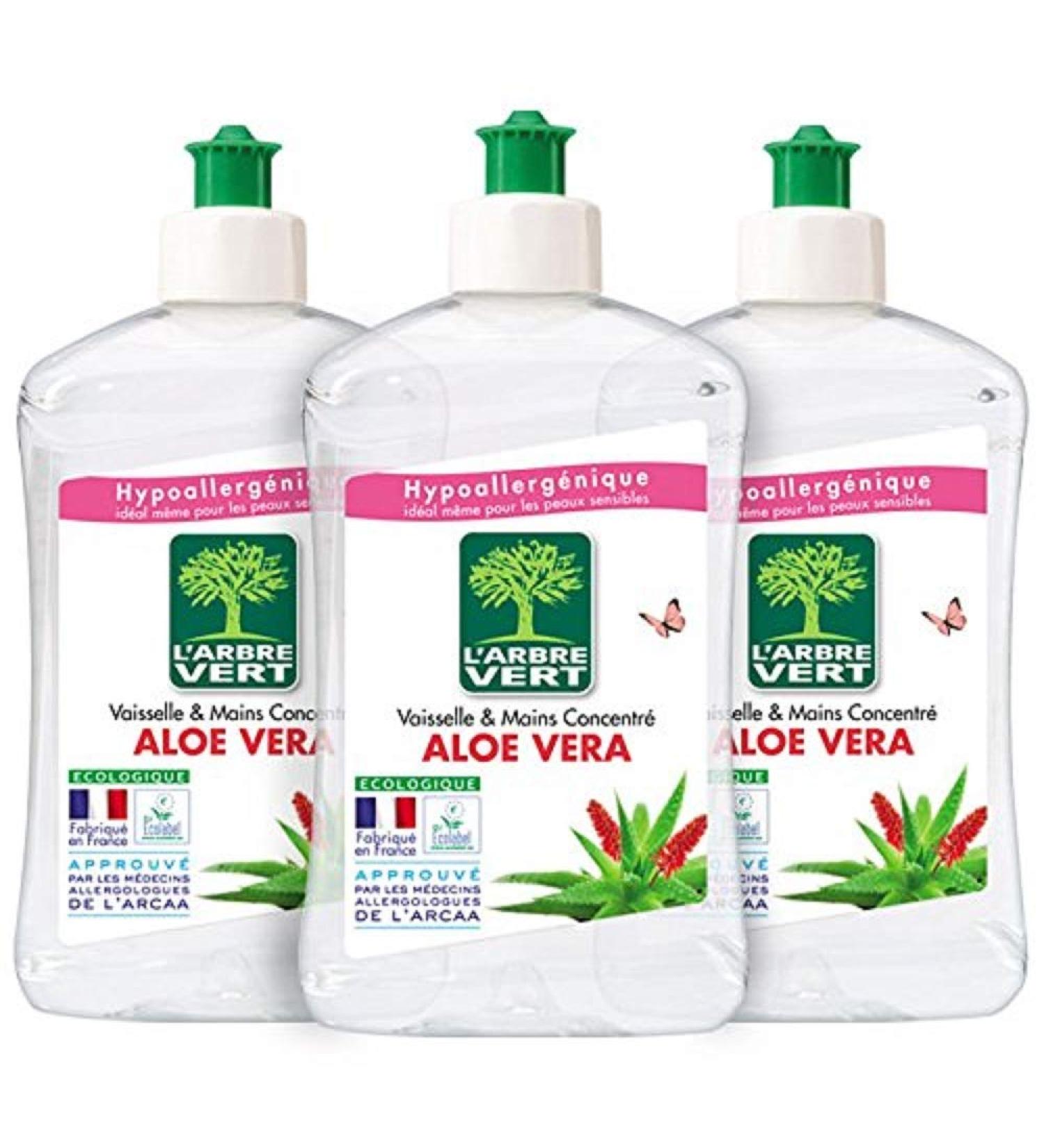  L'Arbre Vert L'Arbre Vert - 2 in 1 Aloe Vera Dish Washing Up Liquid and Hand Wash - 500ml - Pack of 3 - Buy Online on GoSupps.com