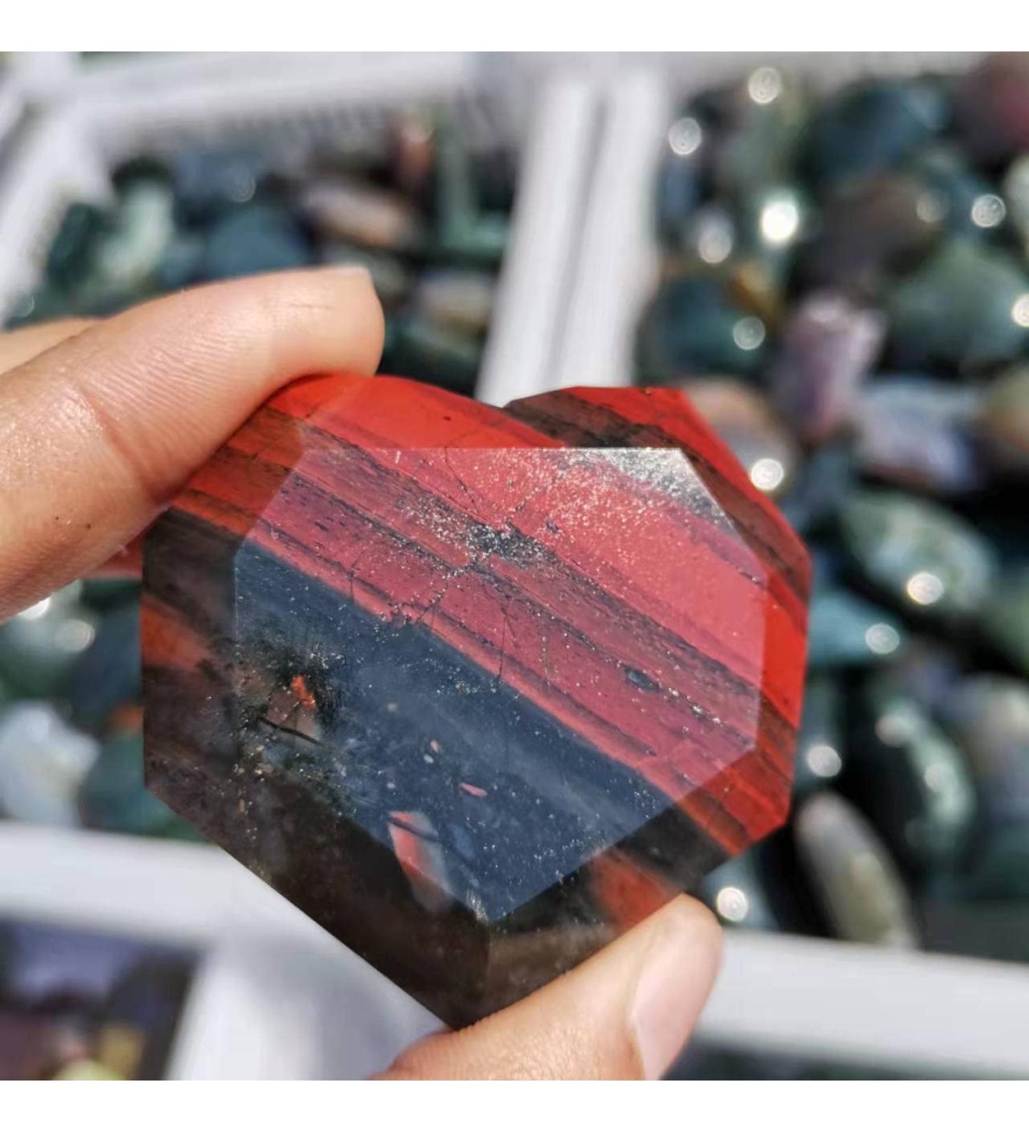 Natural Blood Stone Heart Shaped African Blood Stone Carved Crystal Heart Rocks - Buy Online on GoSupps.com