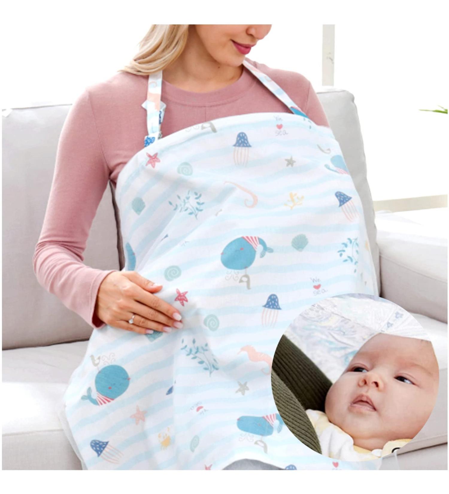 Breastfeeding Cover Baby Nursing Cover Large Breast Feeding Cover Nursing Cover Breastfeeding for Full Coverage Privacy Breastfeeding Shawl Feeding Apron for Mum Breast Feeding Cover up Muslin (#04) - Buy Online on GoSupps.com