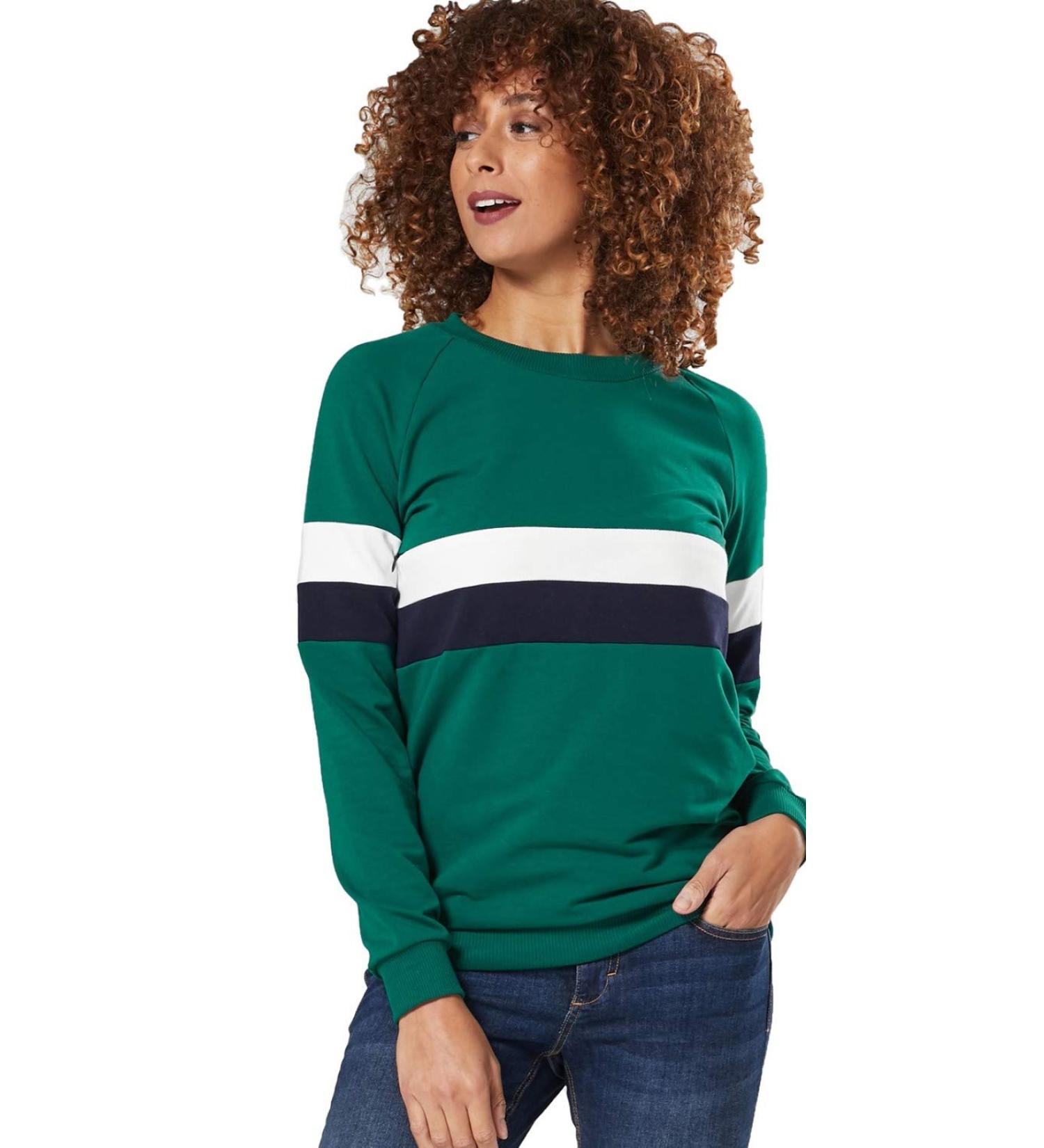 Zeta Ville Maternity Nursing Zipped Sweatshirt Striped Jumper - Dark Green - Size 16 - Buy Online on GoSupps.com