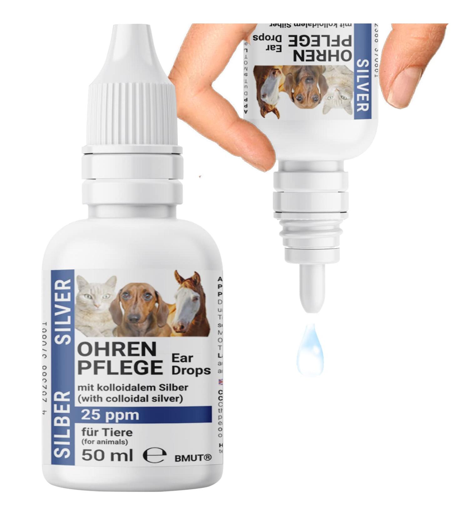 BMUT 1x 50ml Ear Drops for Dogs & Cats - Colloidal Silver 25 ppm for Ear Care Itching & Redness | International Shipping Available - Buy Online on GoSupps.com