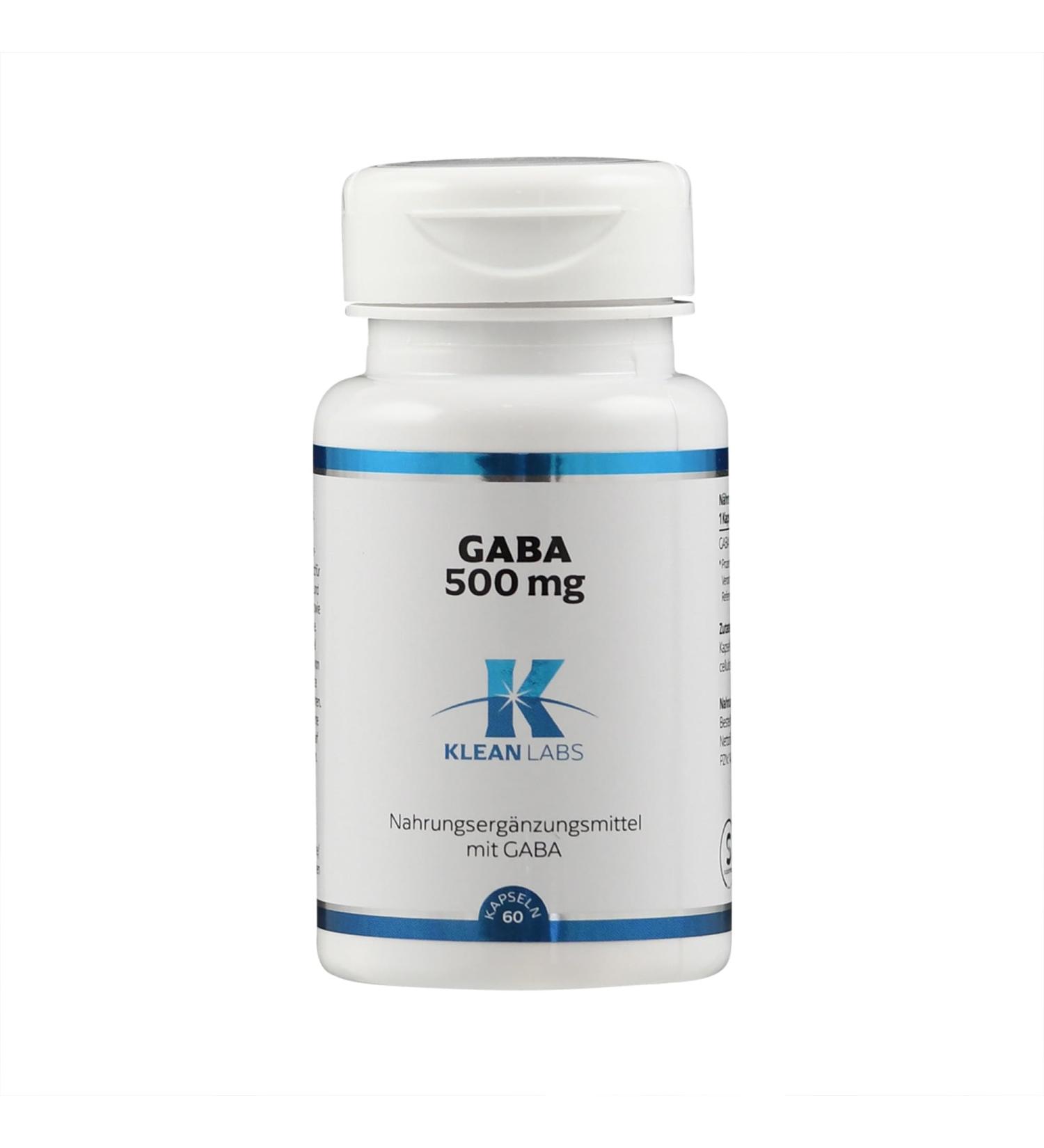 Klean Labs - GABA 500mg - 60 capsules - vegan non-GMO highly dosed - pure gamma-aminobutyric acid - Buy Online on GoSupps.com
