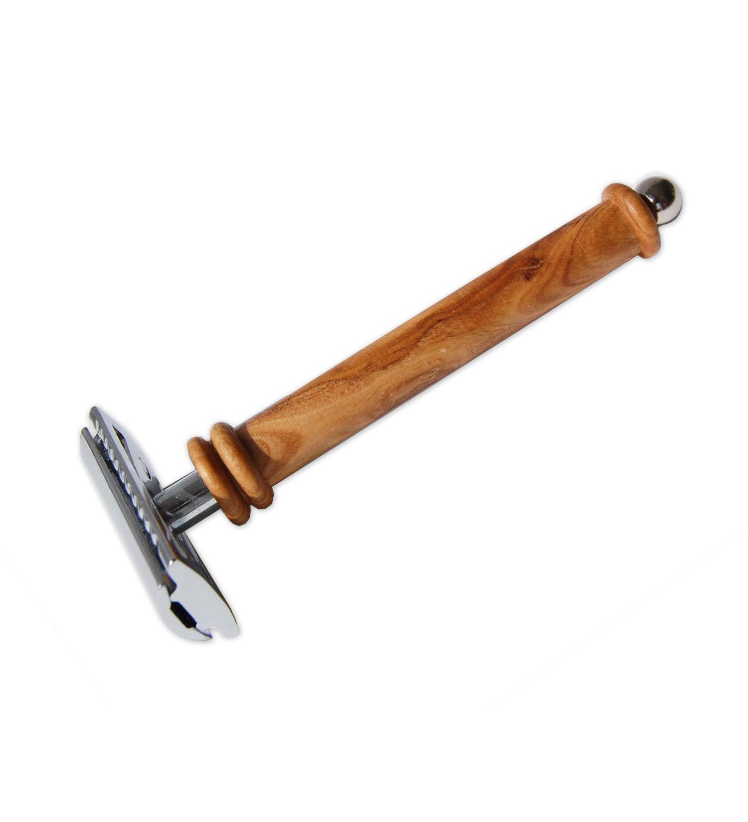 DOM safety razor -CLASSIC- with olive wood handle (with handle "K2+")