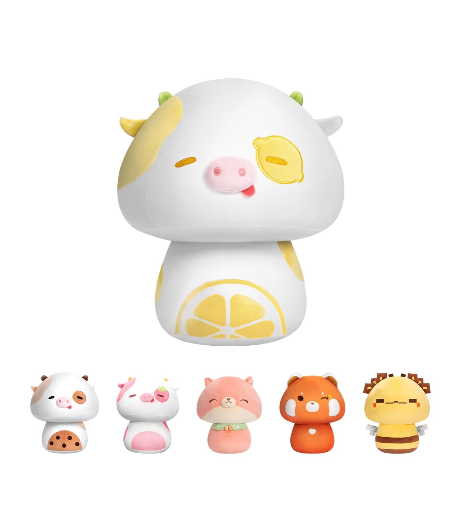 Mewaii 8'' Soft Lemon Cow Mushroom Pillow Stuffed Animal Plush - Cuddly 8 Inch Lemon Cow Toy for Kids - Buy Online on GoSupps.com