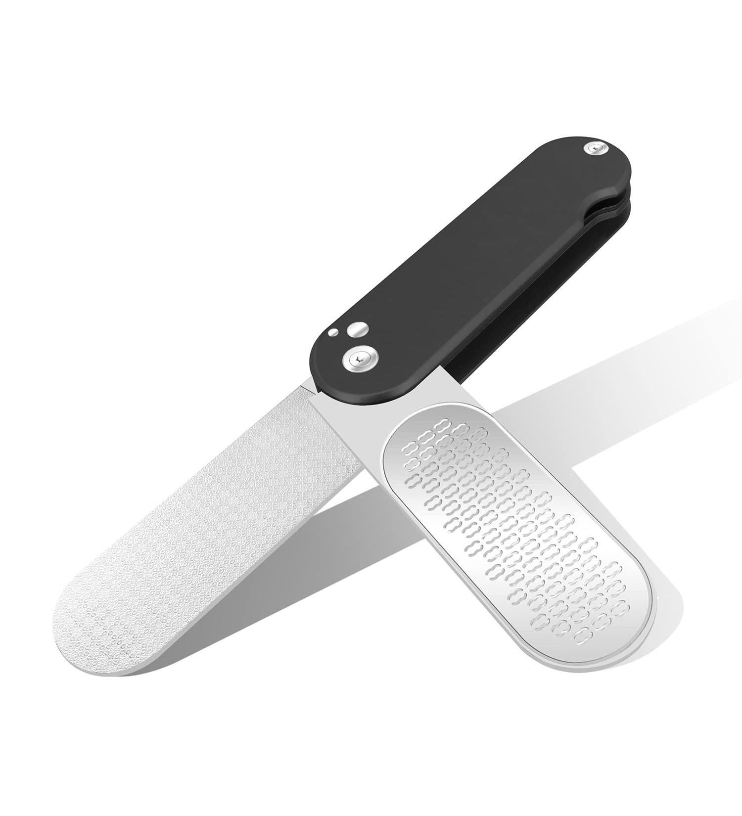 Foldable 3-in-1 Callus Remover for Feet | Professional Stainless Steel Foot Scrubber | Hard Dead Skin Remover & Grater | Wet/Dry Use | Easy to Carry - Black - Buy Online on GoSupps.com