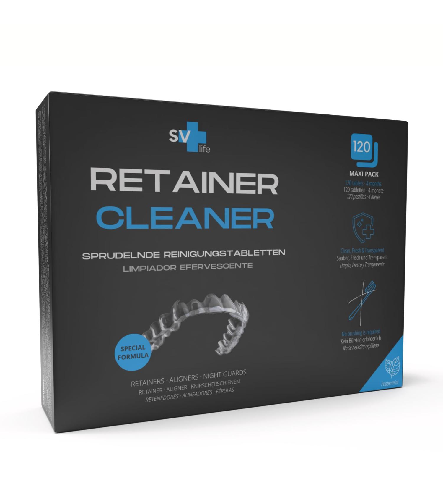 120 Cleaning Tablets for Transparent Retainers & Aligners | Antibacterial 2-in-1 Formula with Active Oxygen | Mint Flavor | 4-Month Supply - Buy Online on GoSupps.com