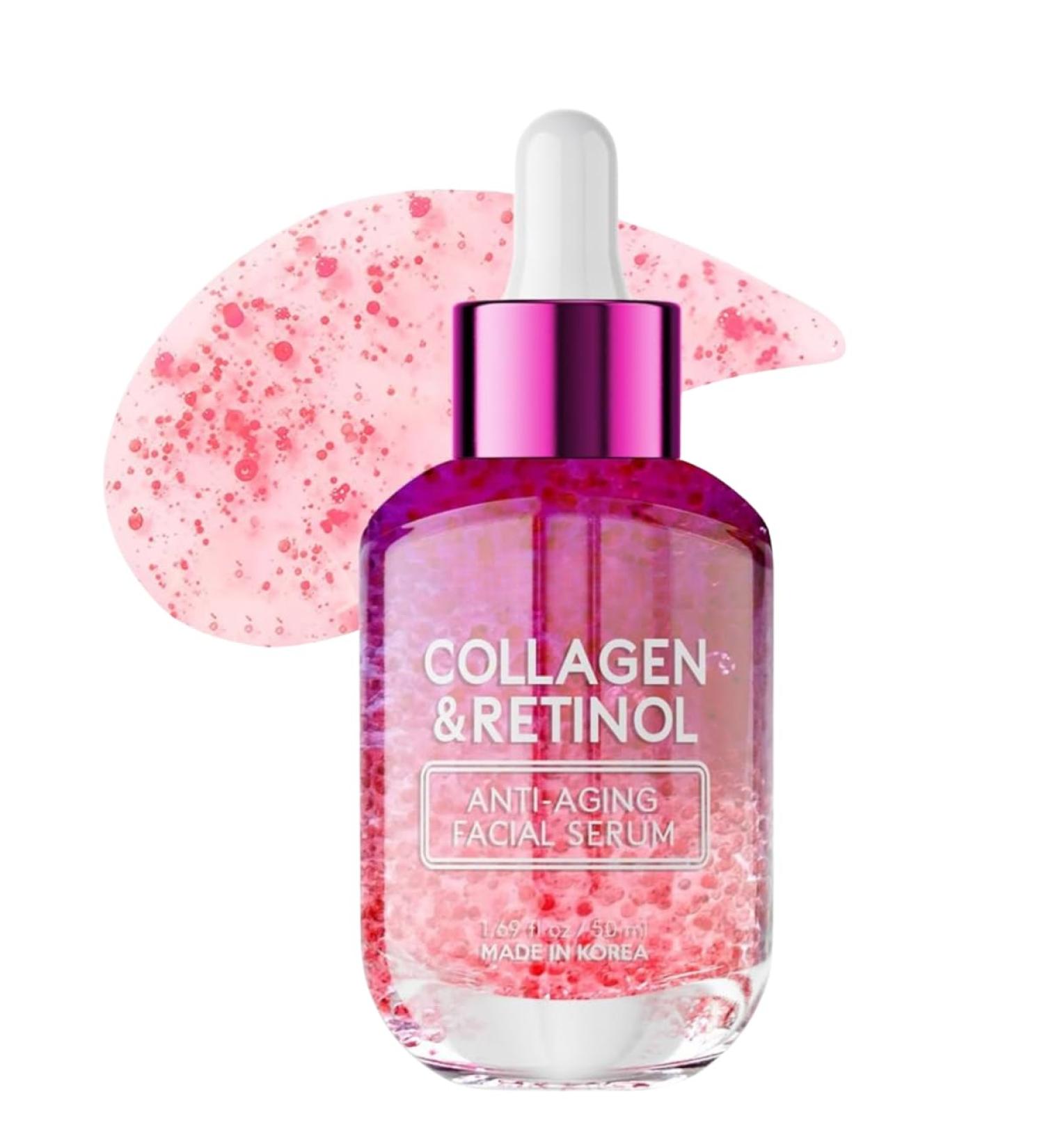 Hydrating Collagens & Retinols Face Serum Anti-Aging Smooths Fine Lines Boosts Radiance & Firmness Natural Ingredients Clean Korean Beauty 1.69Fl Oz