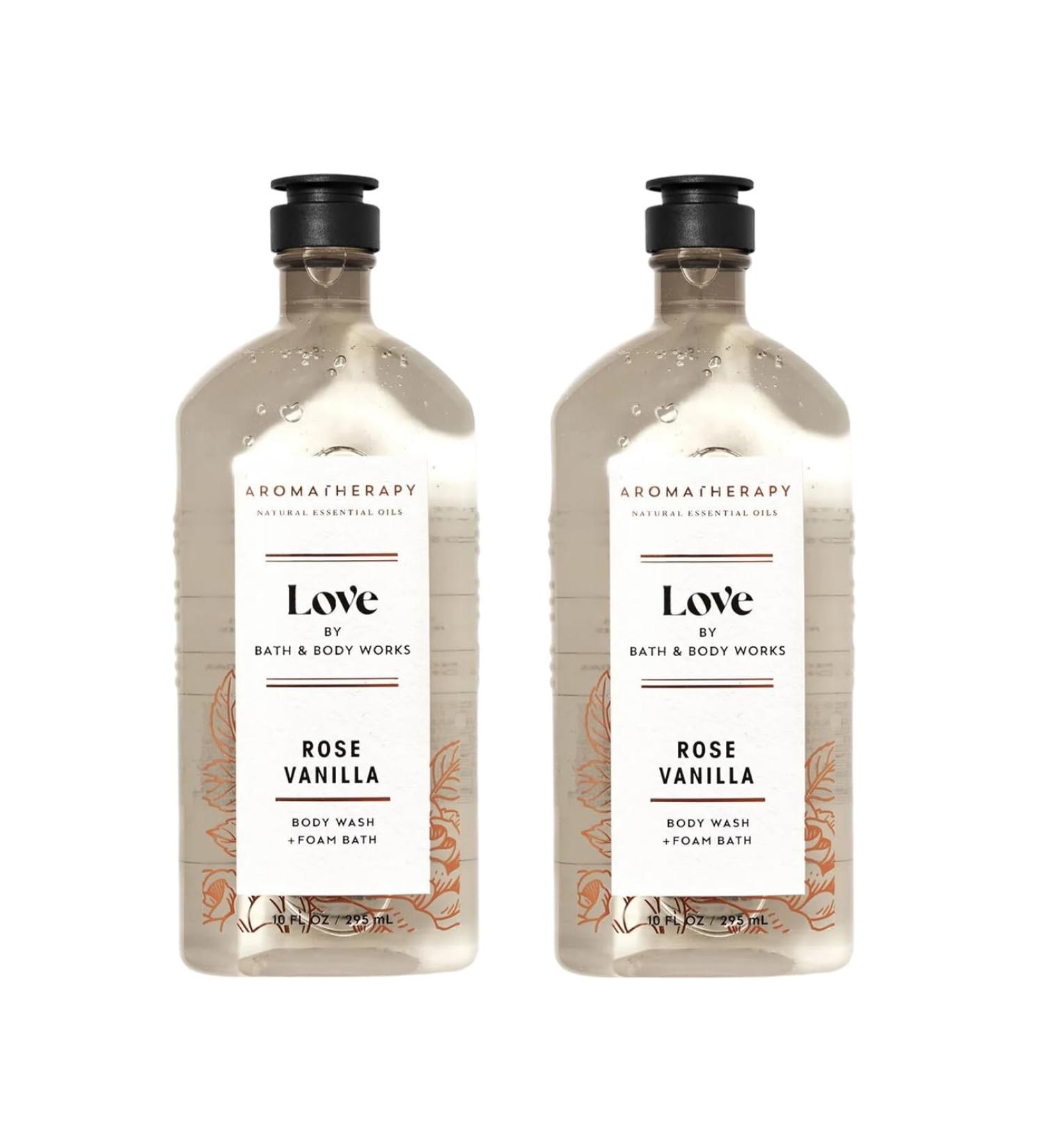 Bath and Body Works Aromatherapy Body Wash and Foam Bath 10 Fluid Ounc Pack Of 2 (ROSE VANILLA)