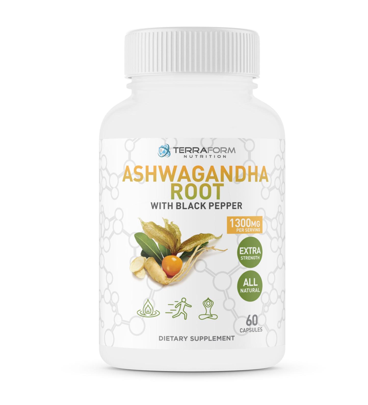 Ashwagandha Capsules - Extra Strength 1300mg Pure Ashwagandha Supplement with Black Pepper for Maximum Absorption - Natural Well-Being & Balance Support - Vegan Friendly for Men & Women - 60 Capsules - Buy Online on GoSupps.com