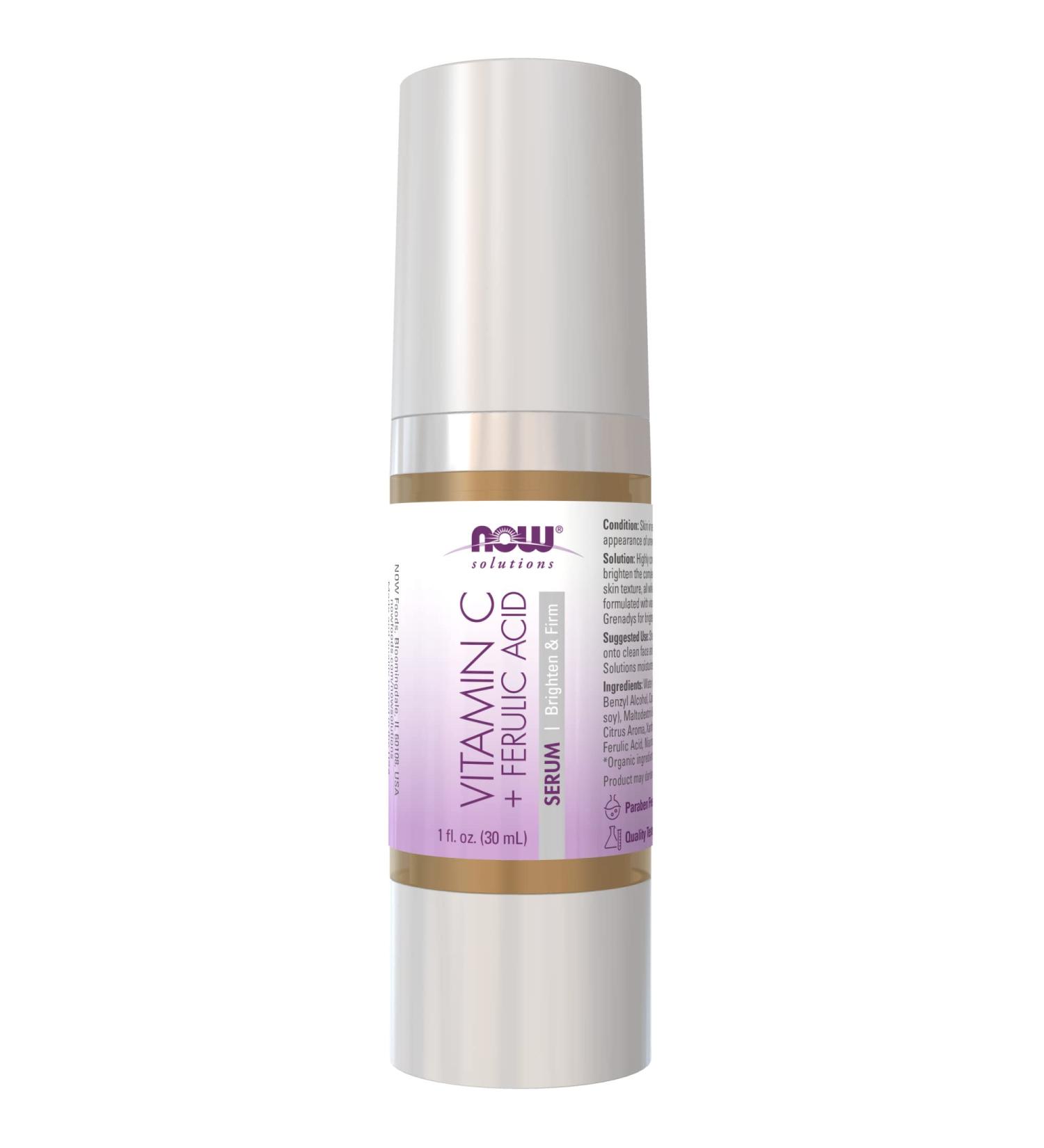 Now Foods Vitamin C & Ferulic Acid Serum 1 fl oz - Antioxidant Skincare - Buy Online on GoSupps.com