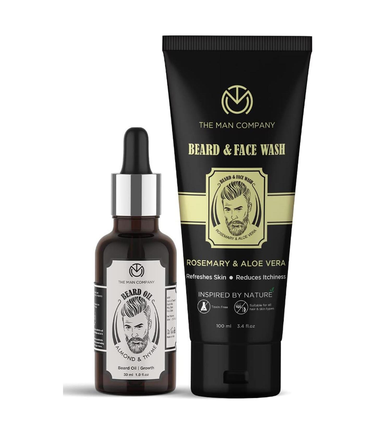 The Man Company Bart Care Duo - 30ml Beard Oil & 100ml Beard & Face Detergent | Stimulates Growth | 100% Natural | For All Skin Types | International Shipping - Buy Online on GoSupps.com