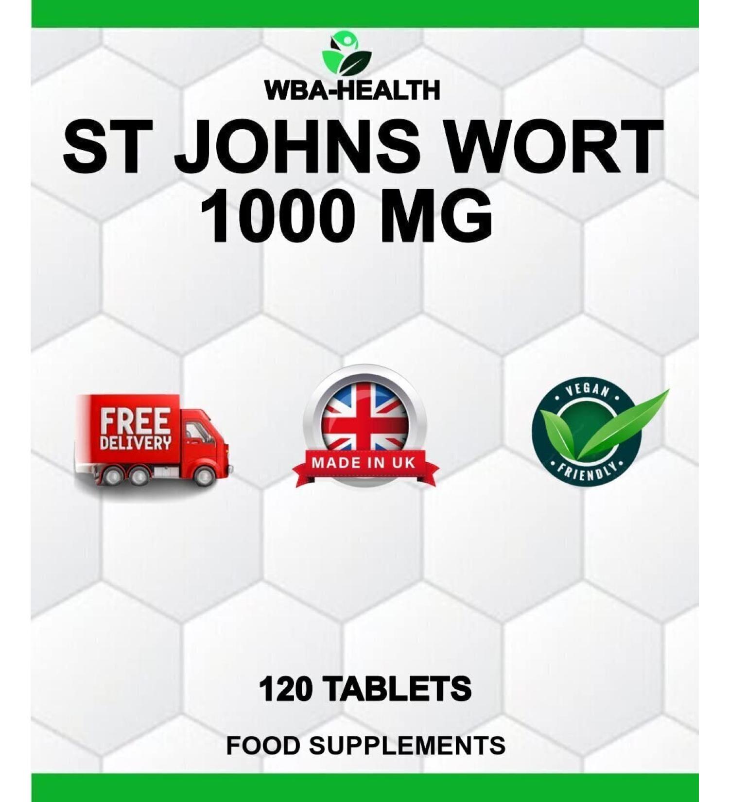 ST Johns Wort 1000MG 120 Tablets Letter Box Friendly WBA-Health - Buy Online on GoSupps.com