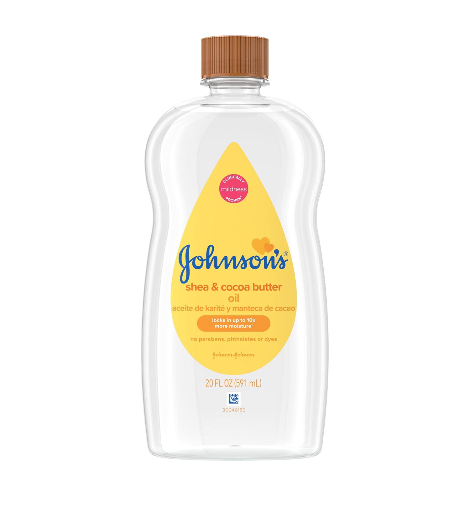 Johnson's Baby Oil with Shea & Cocoa Butter - 20 fl. oz | Hypoallergenic Moisture Protection - Buy Online on GoSupps.com