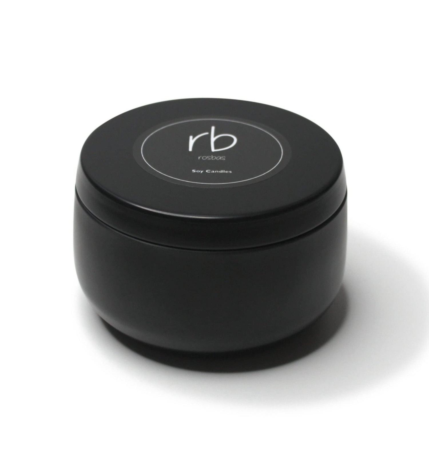 Rosbas Palo Santo Scented Candle - Natural Soy Wax Black Metallic Tin 6 oz Handmade in the USA Non-Toxic Long Burn Time - Buy Online on GoSupps.com