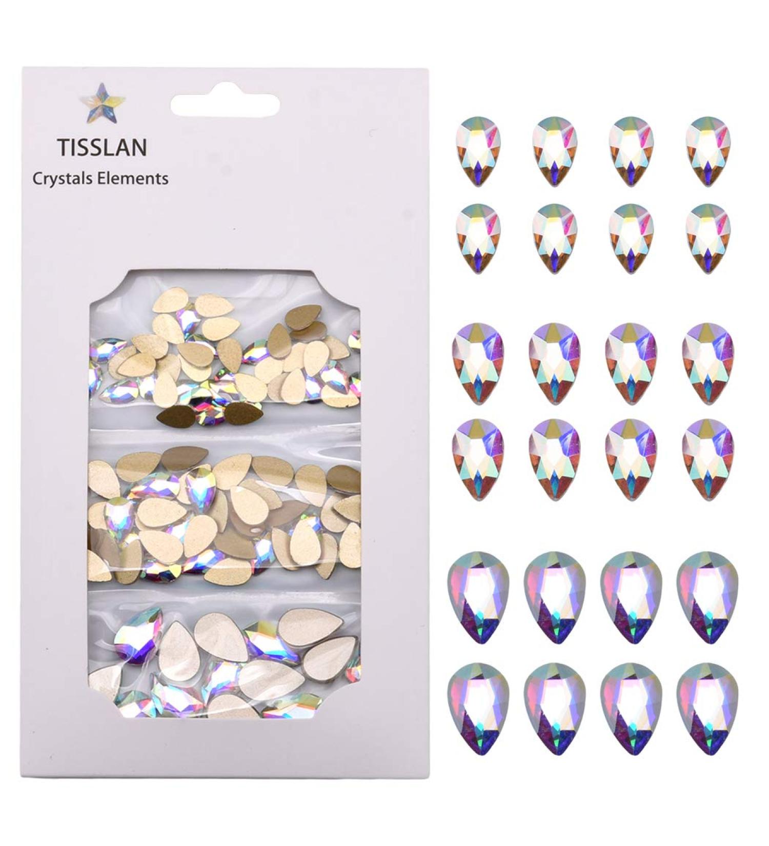 Tisslan 100pcs Crystal AB Foiled Pear Shape Flatback Rhinestone Set for Nail Art Decorations - DIY Supplies - Buy Online on GoSupps.com