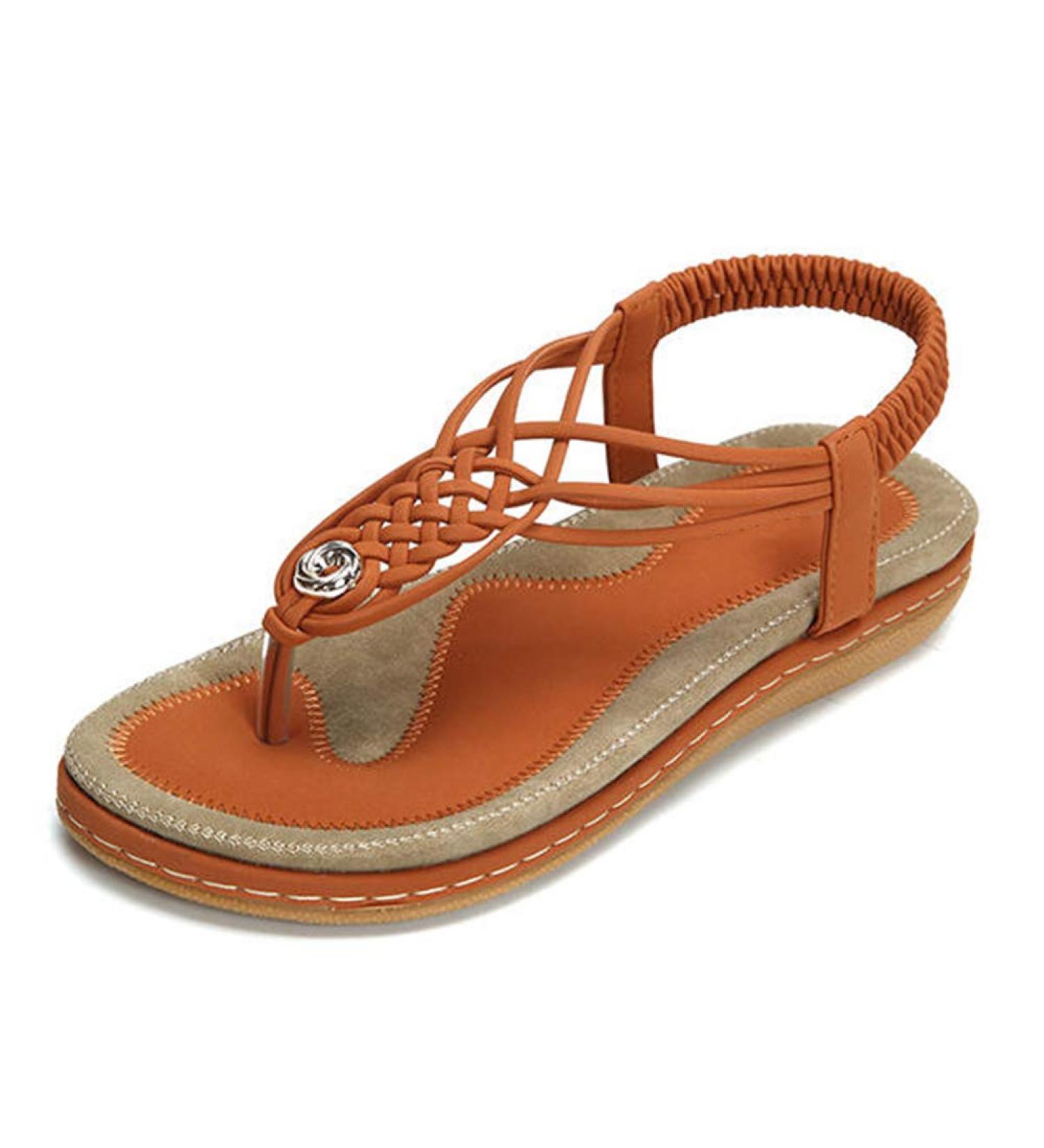 Creev Flat Sandals for Women - Summer Clip-Toe Flip-Flops Bohemian T-Straps & Braided Leisure Shoes for Beach Walks - Shop Internationally! - Buy Online on GoSupps.com