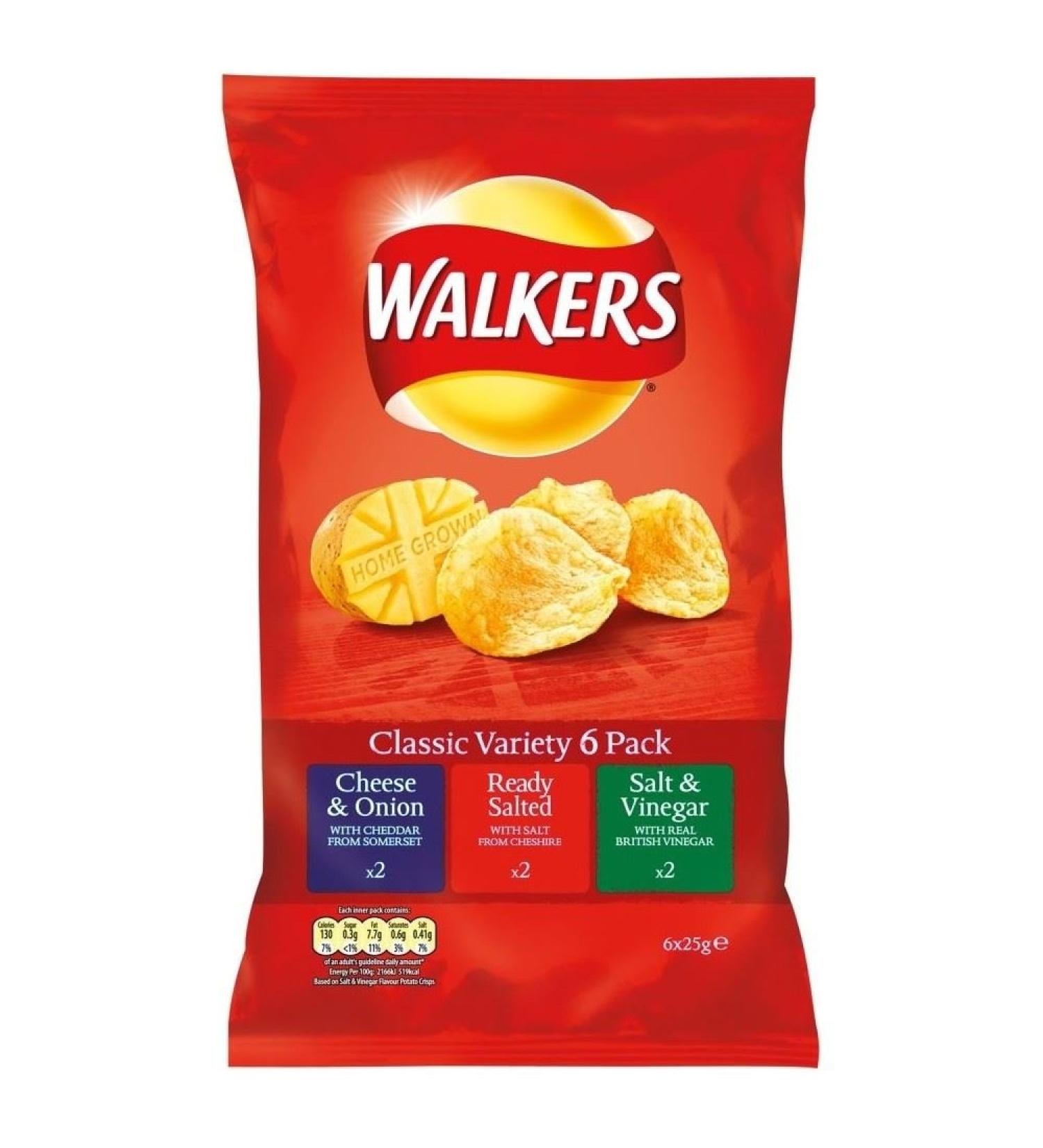 Walkers Walkers Crisps - Classic Variety (6x25g) - Pack of 6